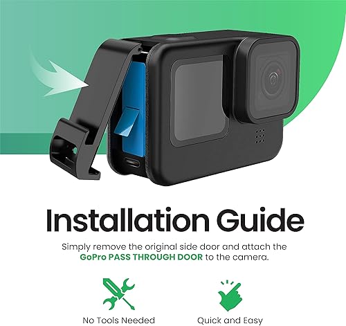 Miniatura 5 de YOLOtek Puerta de paso para GoPro Hero 13, 12, 11, 10, 9 - Acceso conveniente a la alimentación externa con cable USB-C - Accesorios GoPro