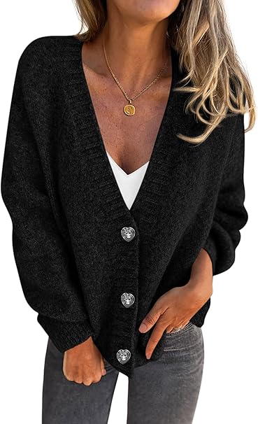 PRETTYGARDEN Cardigan Sweaters for Women Trendy Fall 2025 Long Sleeve Button Down Oversized Chunky Knit Sweater Outerwear