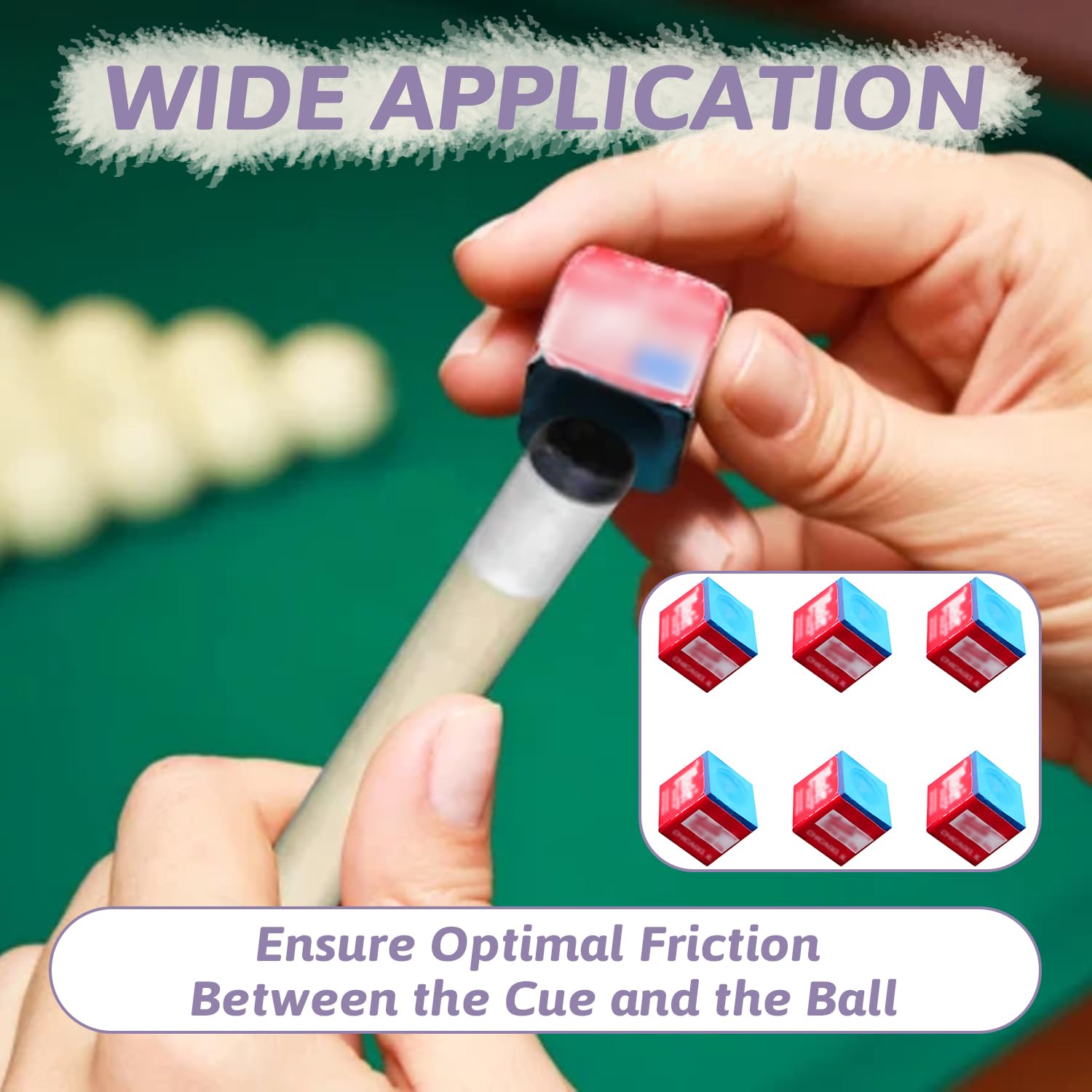 Craies de Billard Professionnelles Bleues Lot de 6 Haute Densité pour Queue de Billard Américain