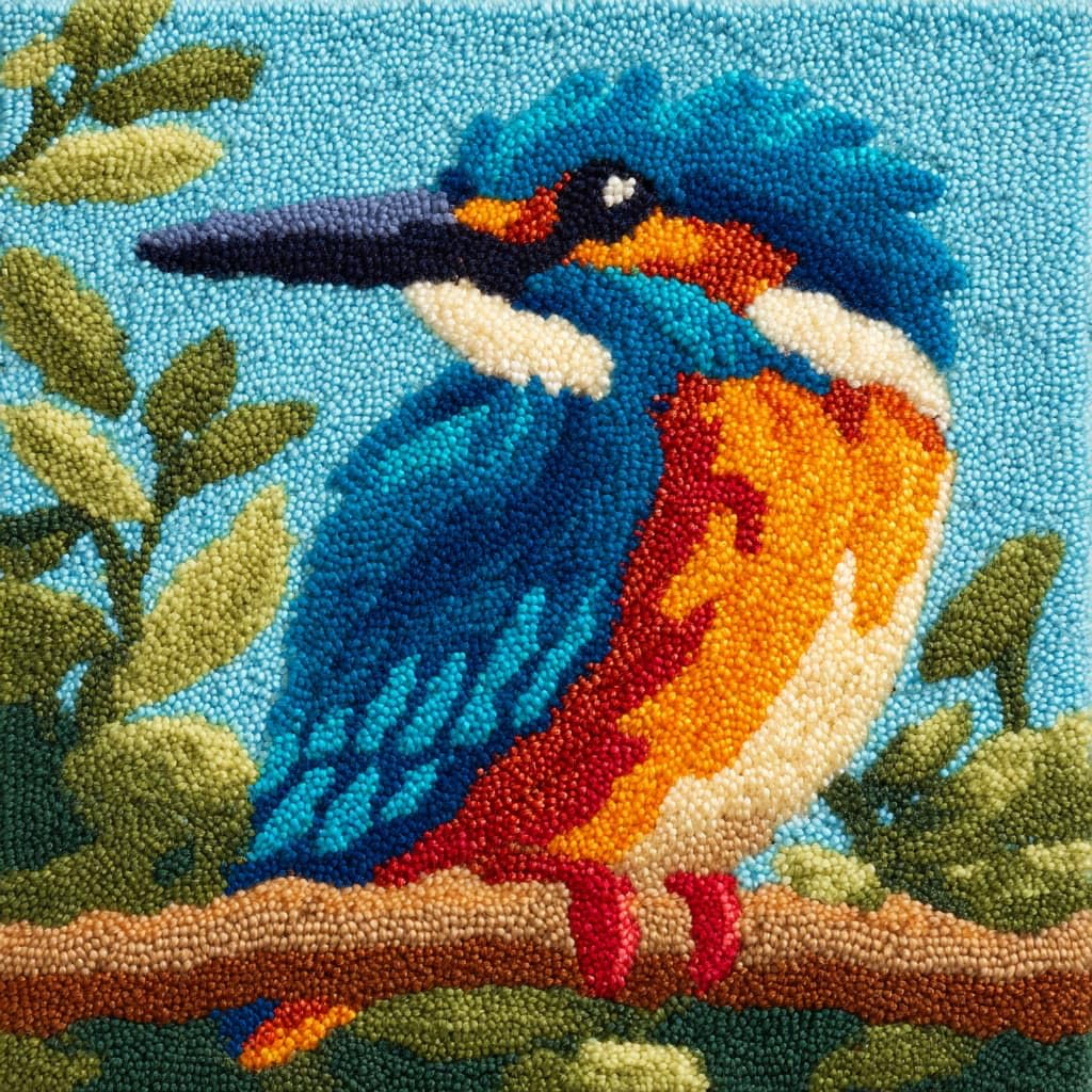 Taxpy DIY Latch Hook Rug Kits, Birds on the Branches Latch Hook Cushion Kits Pillowcase Rug Pattern Arts and Crafts Crochet Needlework 43x43cm