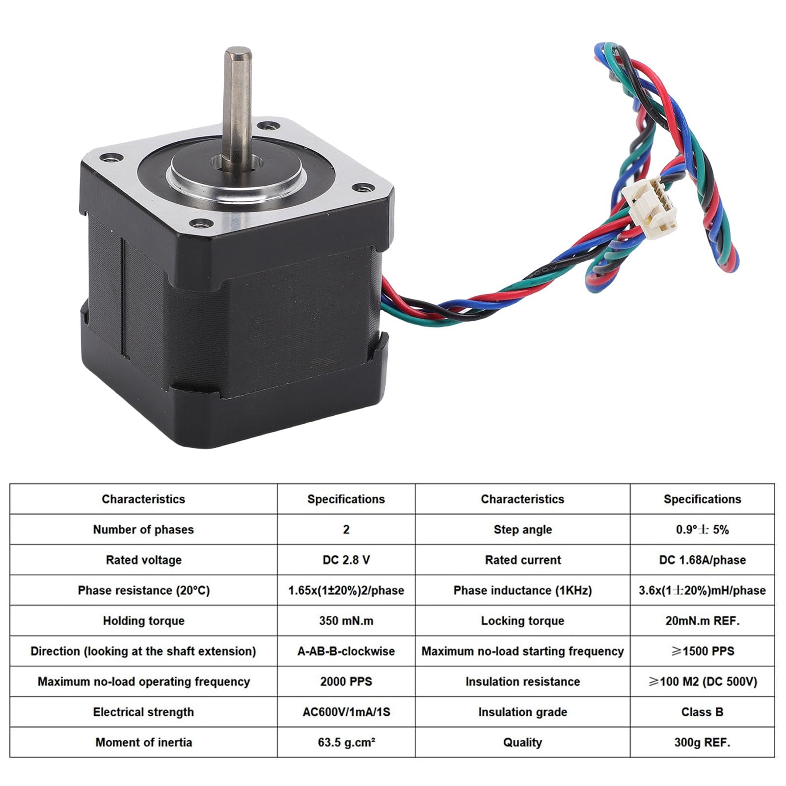 Silnik Stepowy Drukarki 3D X, NEMA17 17HTNC4204Z 0,9 Stopnia 40 Mm 0,35n.m 1,68A Silnik Stepowy z Kablem 350 Mm, materiał Stalowy Stopowy, Wymiana Starego Silnika