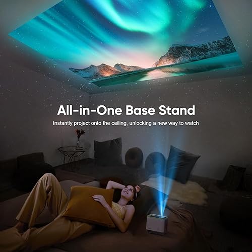 Miniatura 8 de Enfoque automáticoProyector 4K con WiFi y Bluetooth, proyector de película giratorio de 360 con Keystone automático y Zoom, proyector al aire libre