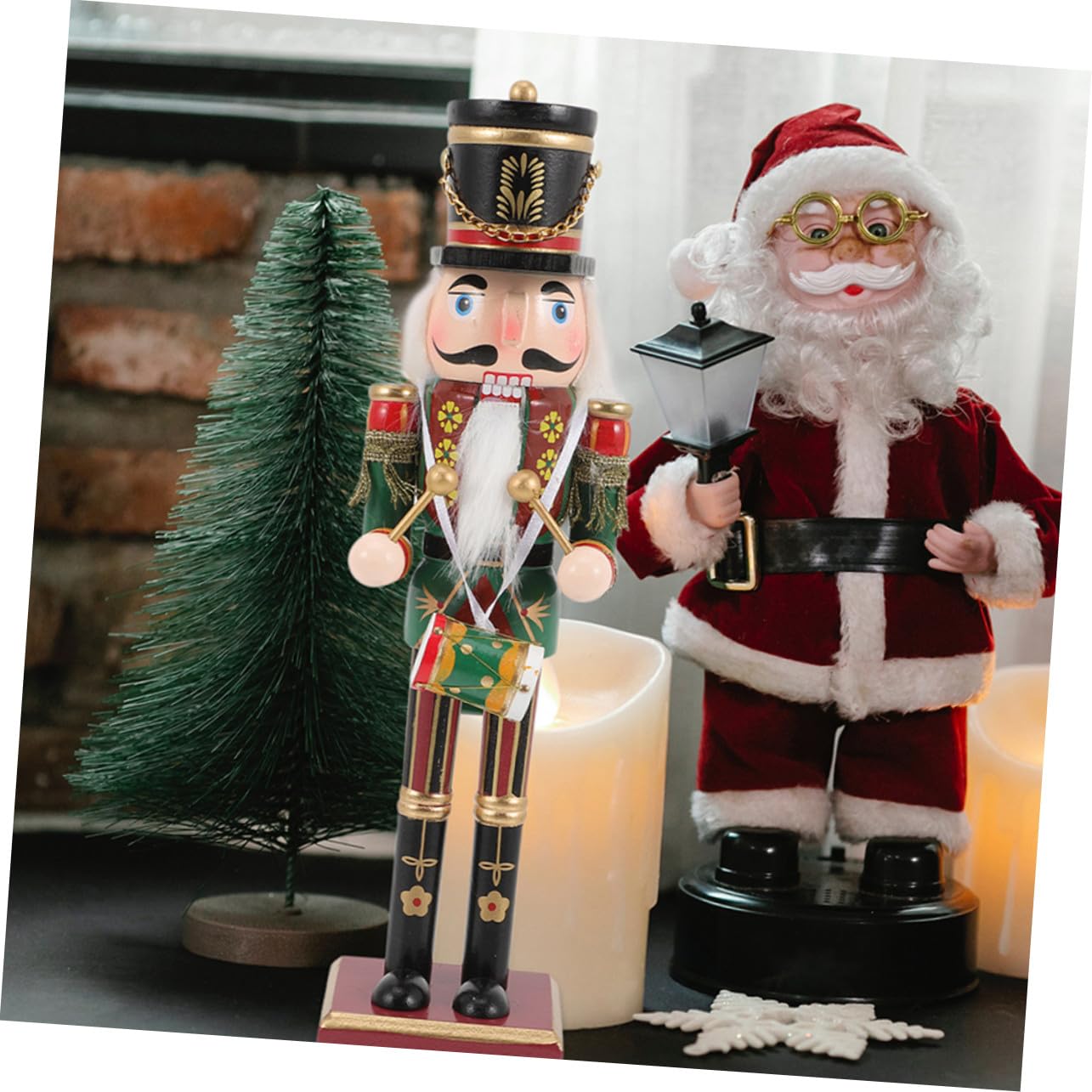 2 Piezas de Madera Decoración Navideña Adornos Festivos Soldado y para Hogar y Oficina