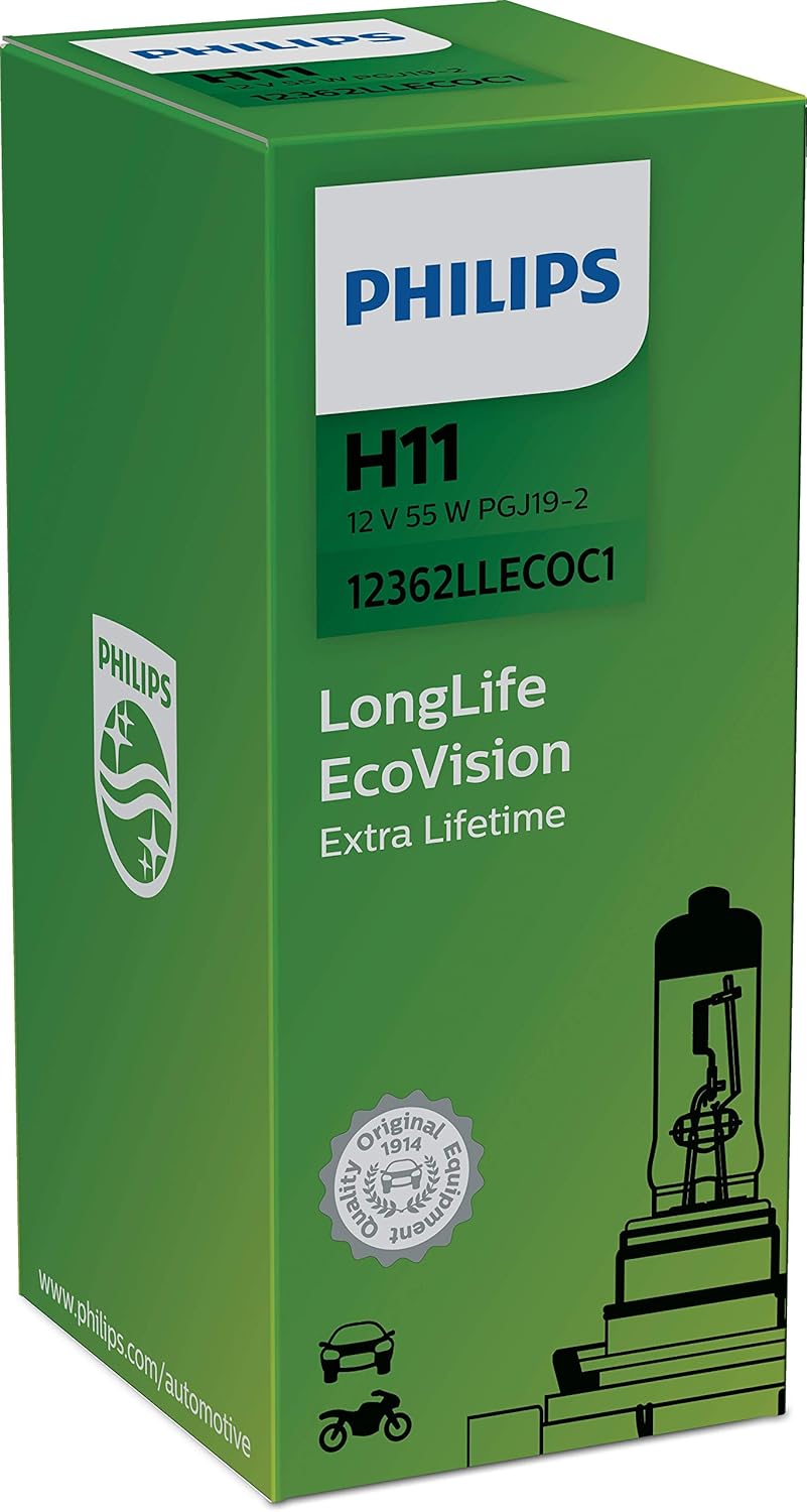 Amazon.com: Philips 12362LLECOC1 LongLife EcoVision H11 Headlight Lamp ...