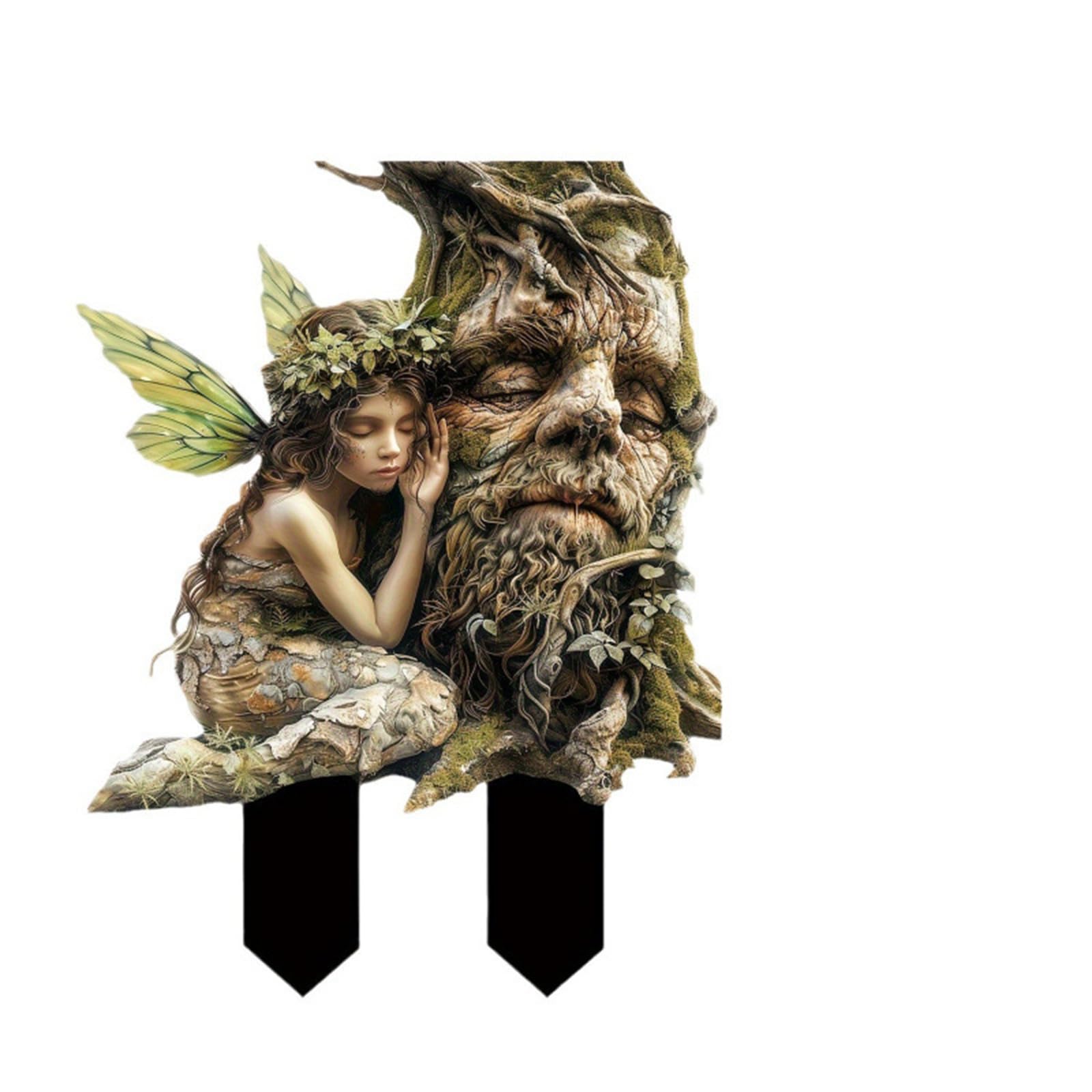 Chongkuan Green 2D Grass Troll Garden Stake Card Figures Acrylic Garden Decorative Stake Decorative Sculptures Garden Decoration For Outdoor Figures Fairy Garden Figures Weatherproof Garden Figure Tree Elf (1)
