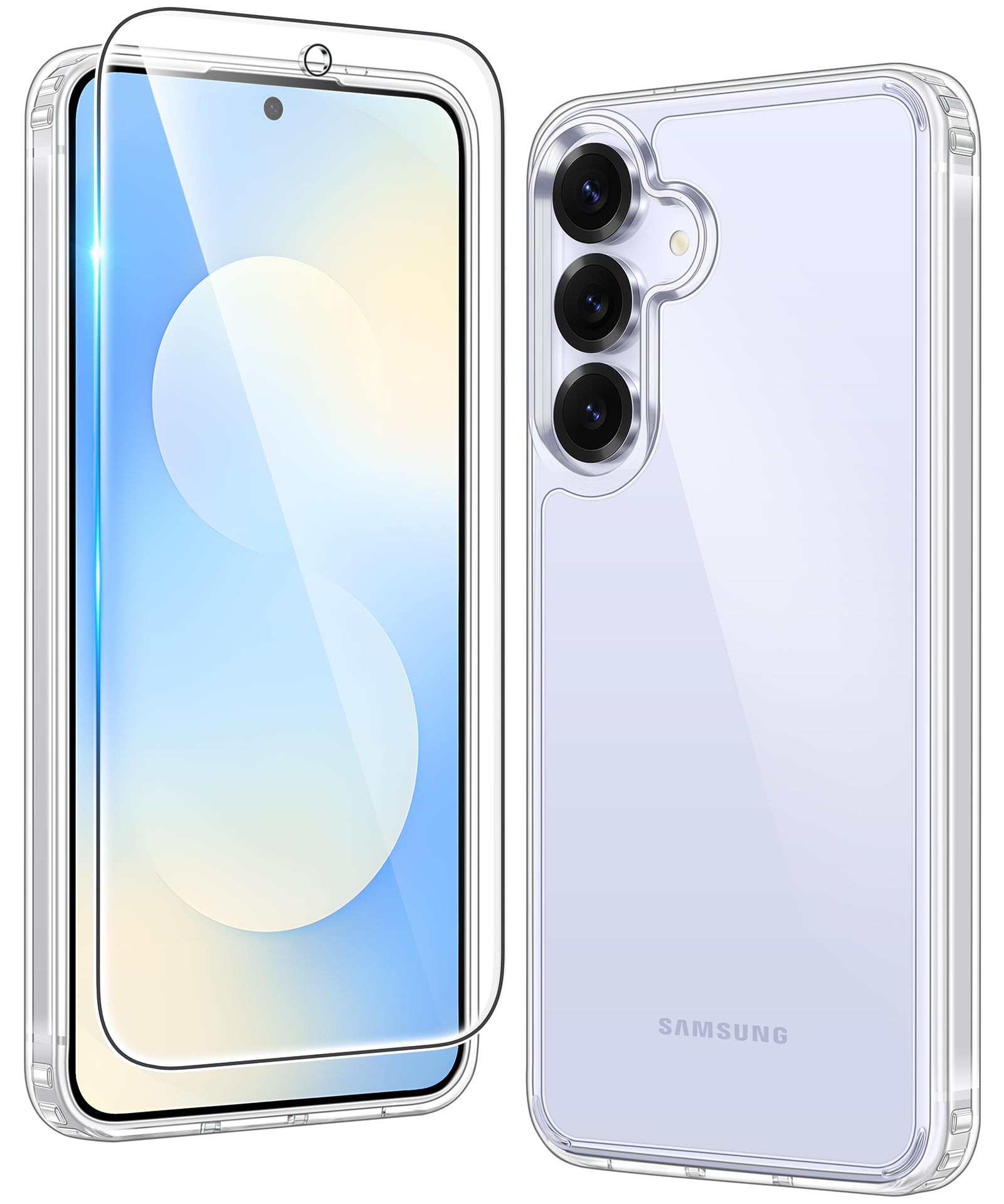FNTCASE for Samsung Galaxy S25-FE Clear Case with Screen Protector