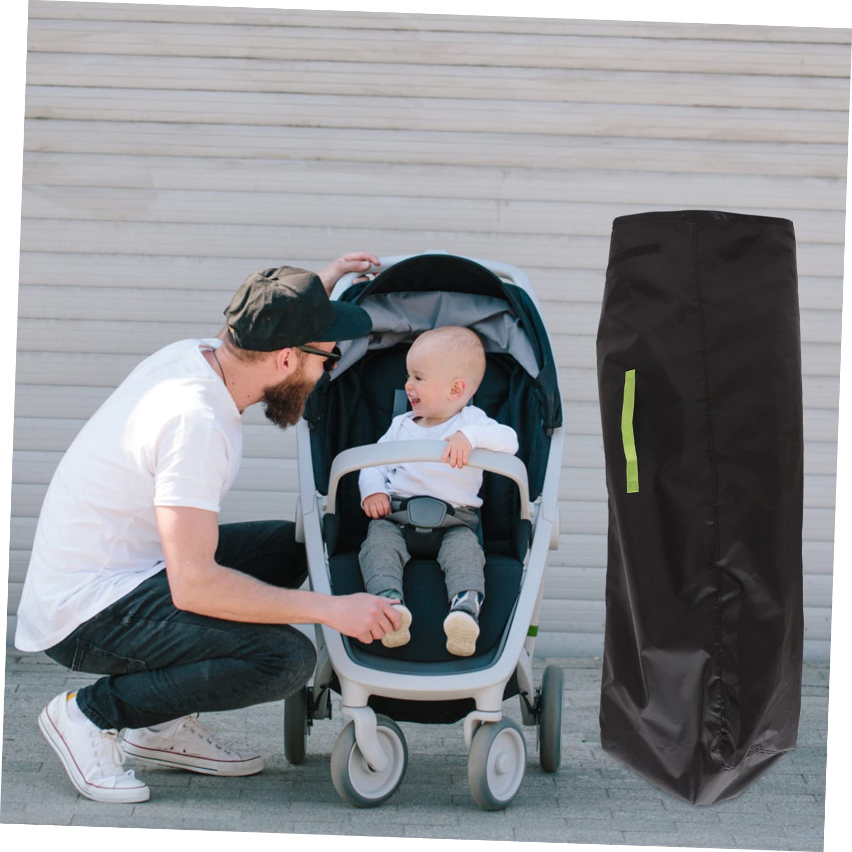 ifundom Borsa da Viaggio per Passeggino Singolo, Sacco Copripasseggino Oxford Nero, Tracolla Singola, Accesso Facile, per Gate Check e Viaggi
