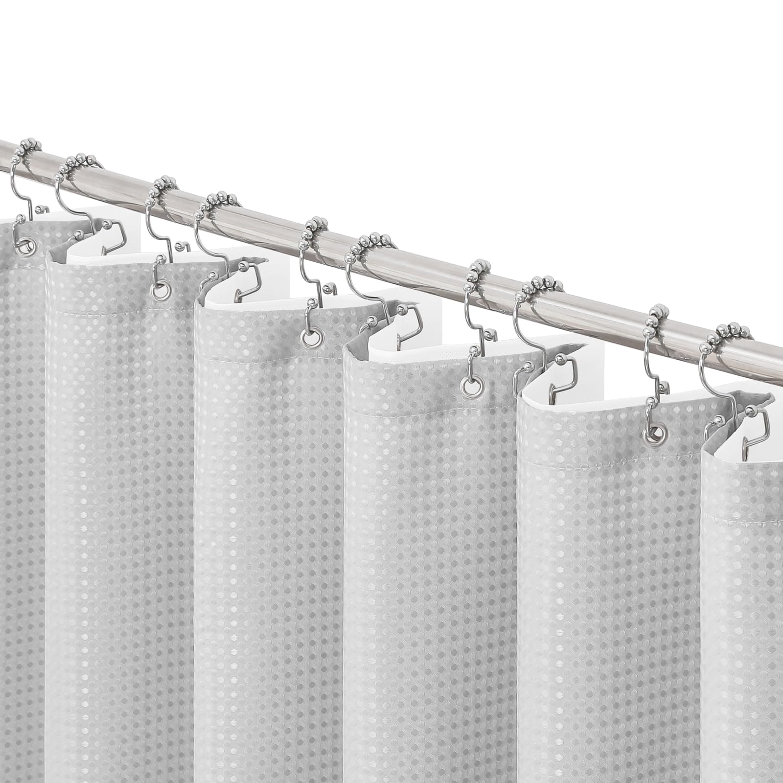 Craidlela 2 in 1 Light Grey Shower Curtain Set with PEVA Liner, 72 x 72 — image 1