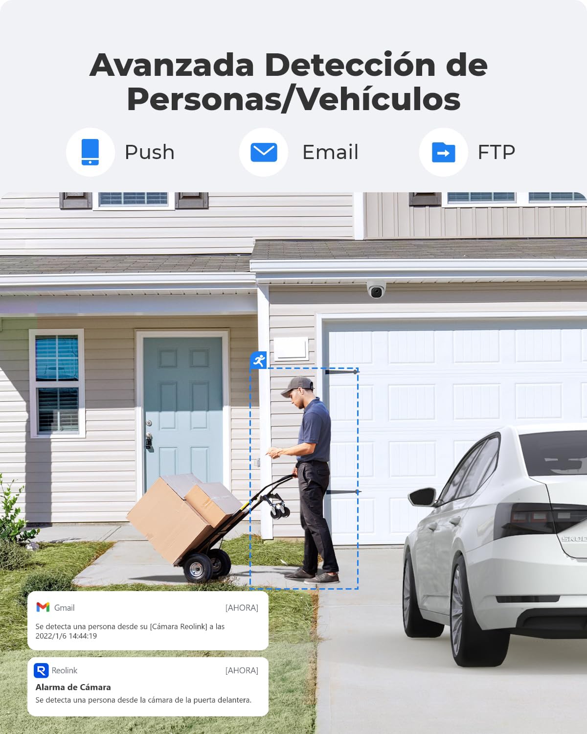 Reolink 5MP PoE Camara Vigilancia Exterior con Detección Personas/Vehículos IP Domo Cámara Seguridad IP67 Impermeable, Grabación de Audio, con Ranura para Tarjeta SD RLC-520A