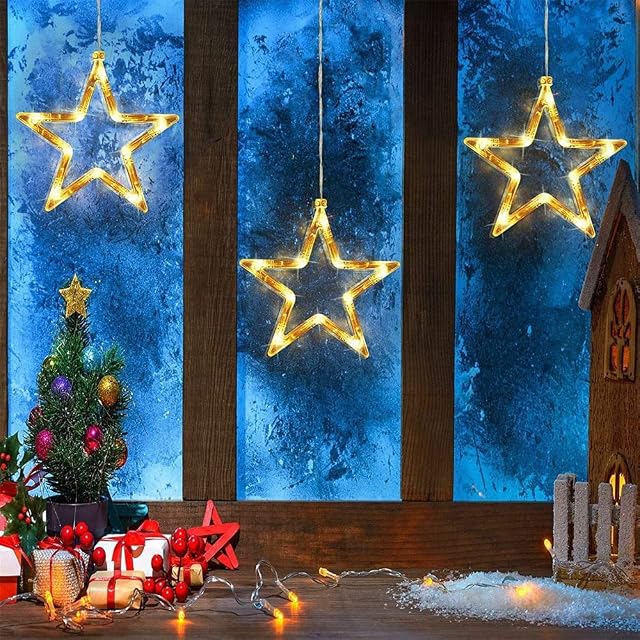 Kayan 3 Pack Christmas Indoor Window Light Decoration, Backdrop String Lights for Outdoor Indoor Home Bedroom Wedding Party Holiday Wall, Warm White