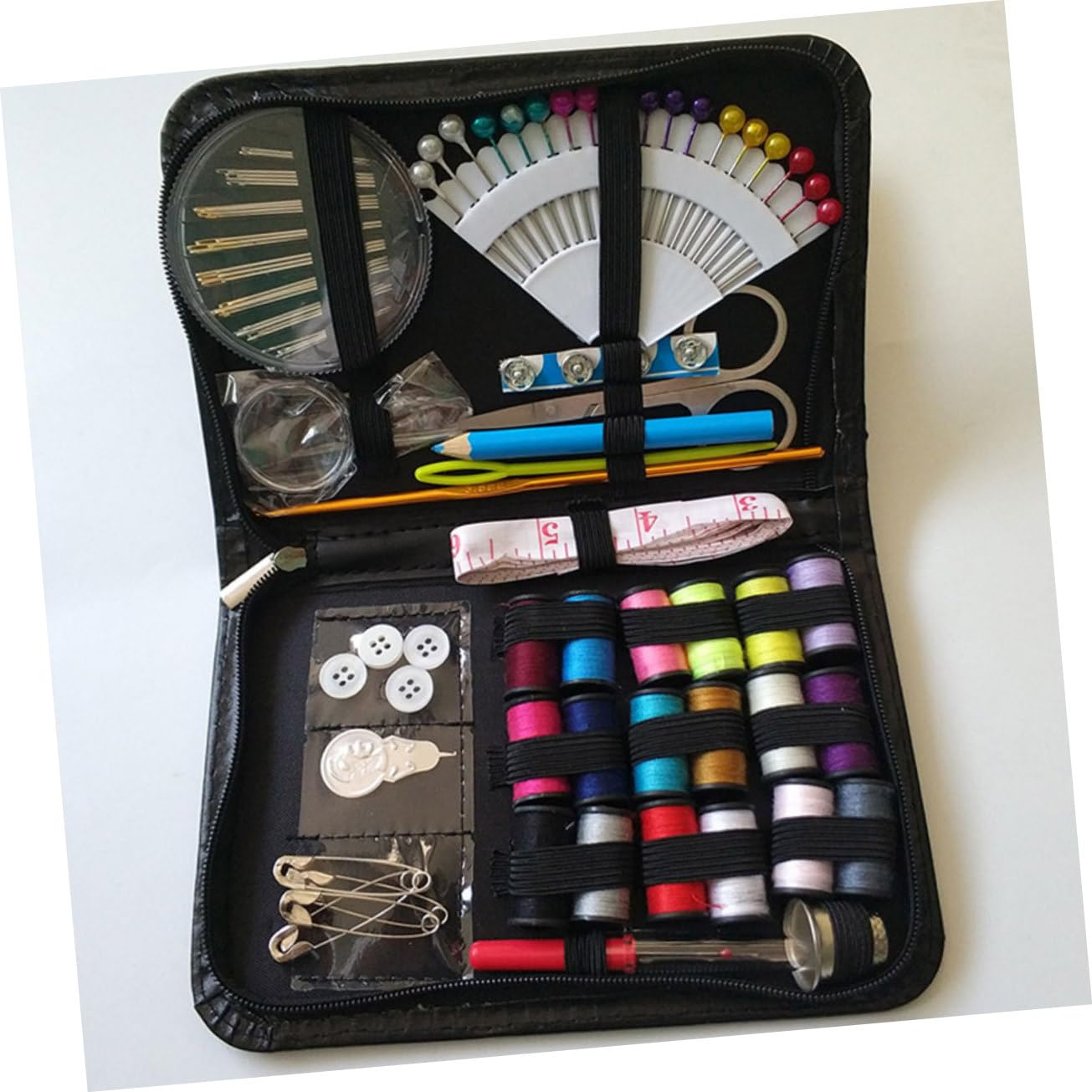 NUOBESTY Kit da Cucito 87 Pezzi Multifunzione Accessori in Pelle Pu, Design Compatto per Riparazioni Quotidiane e Lavori di Cucito a Casa