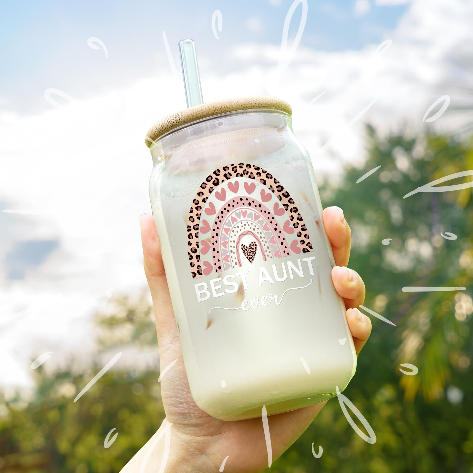 Aunt Birthday Gifts Ideas - Best Aunt Ever Gifts, Mother’s Day Gifts for Aunt Auntie from Niece, Funny Gifts for New Aunt, 16 Oz Can Glass