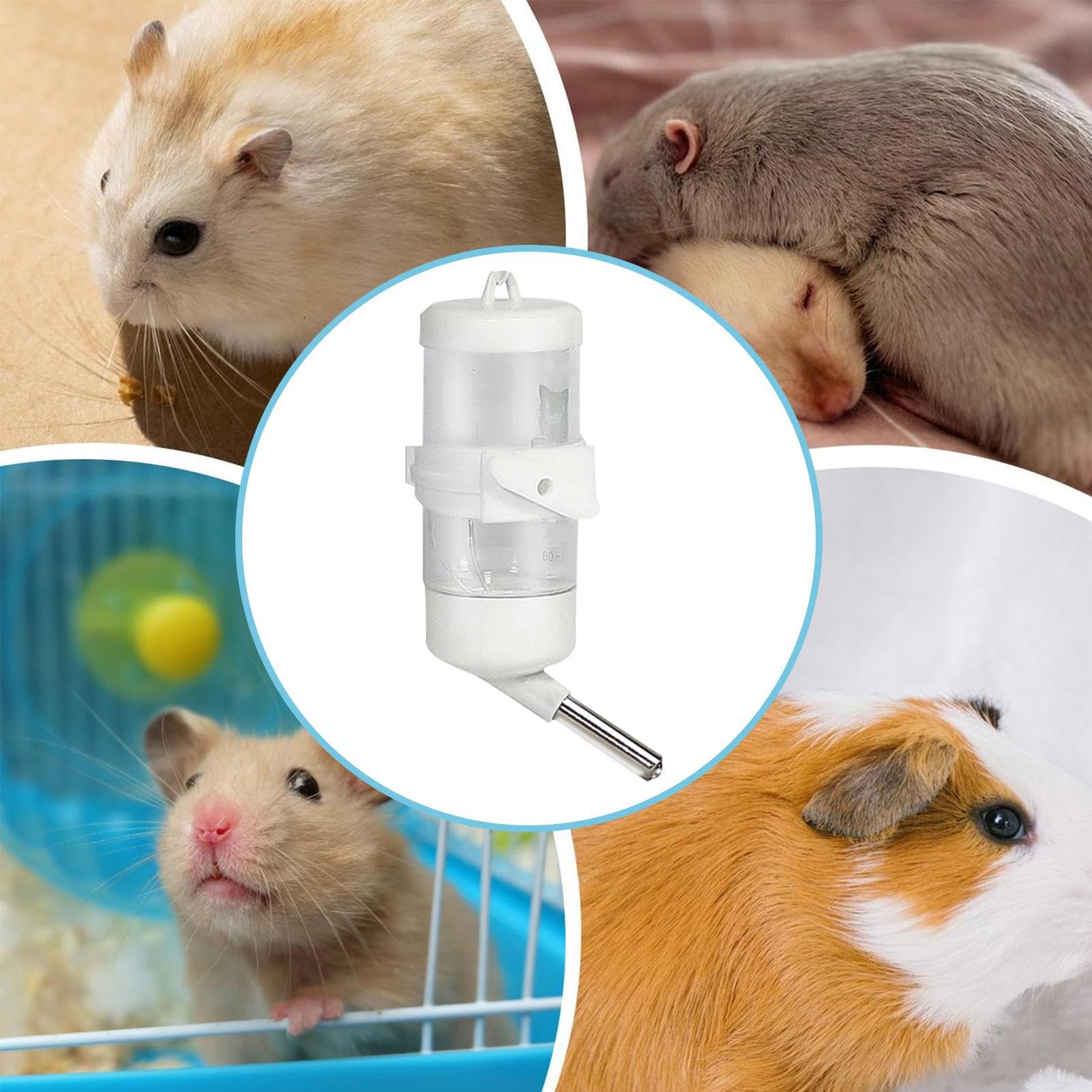 Biberon Per Criceti E Piccoli Animali, 80 Ml, Antigoccia, Fondo Aperto, Facile Da Pulire, Per Gabbie Interne