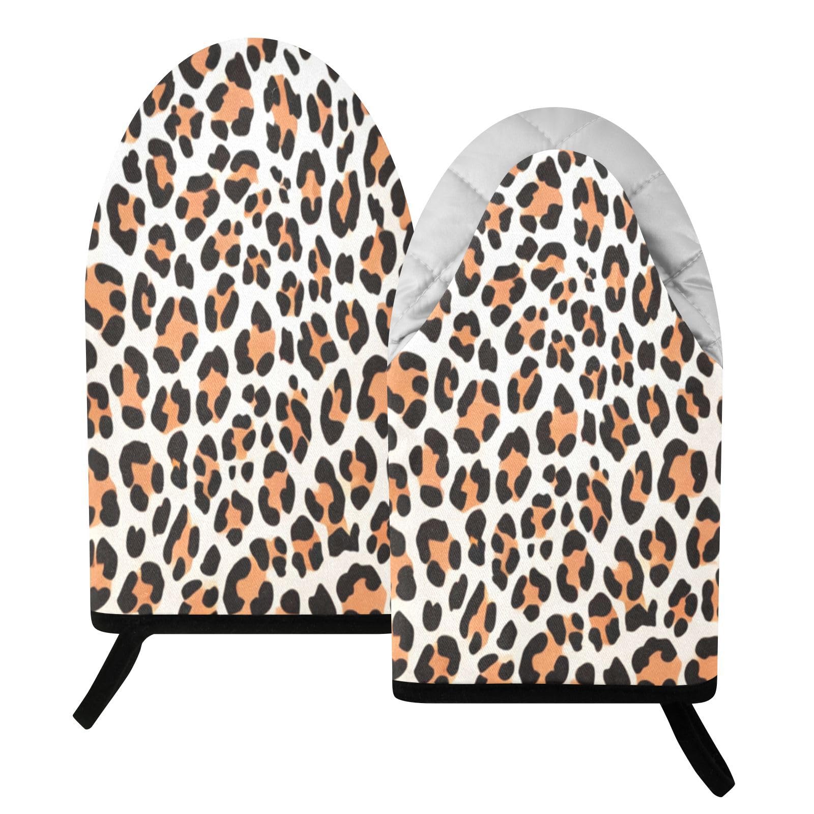 BURSTDDY Leopard Print Oven Mitt,Heat Resistant Kitchen Mitts for Cooking
