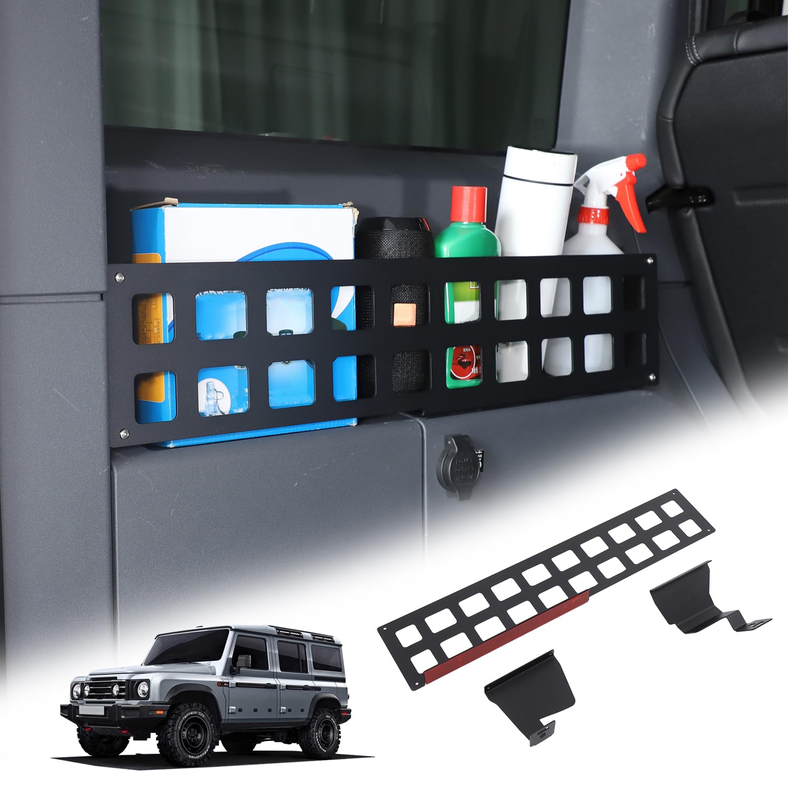 Tumukiw Rear Cargo Rack Trunk Modular Panel Organizers Shelves Compatible with INEOS Grenadier 2022-2025 Trunk Side Molle Storage Rack Basket System Luggage Storage (Left)