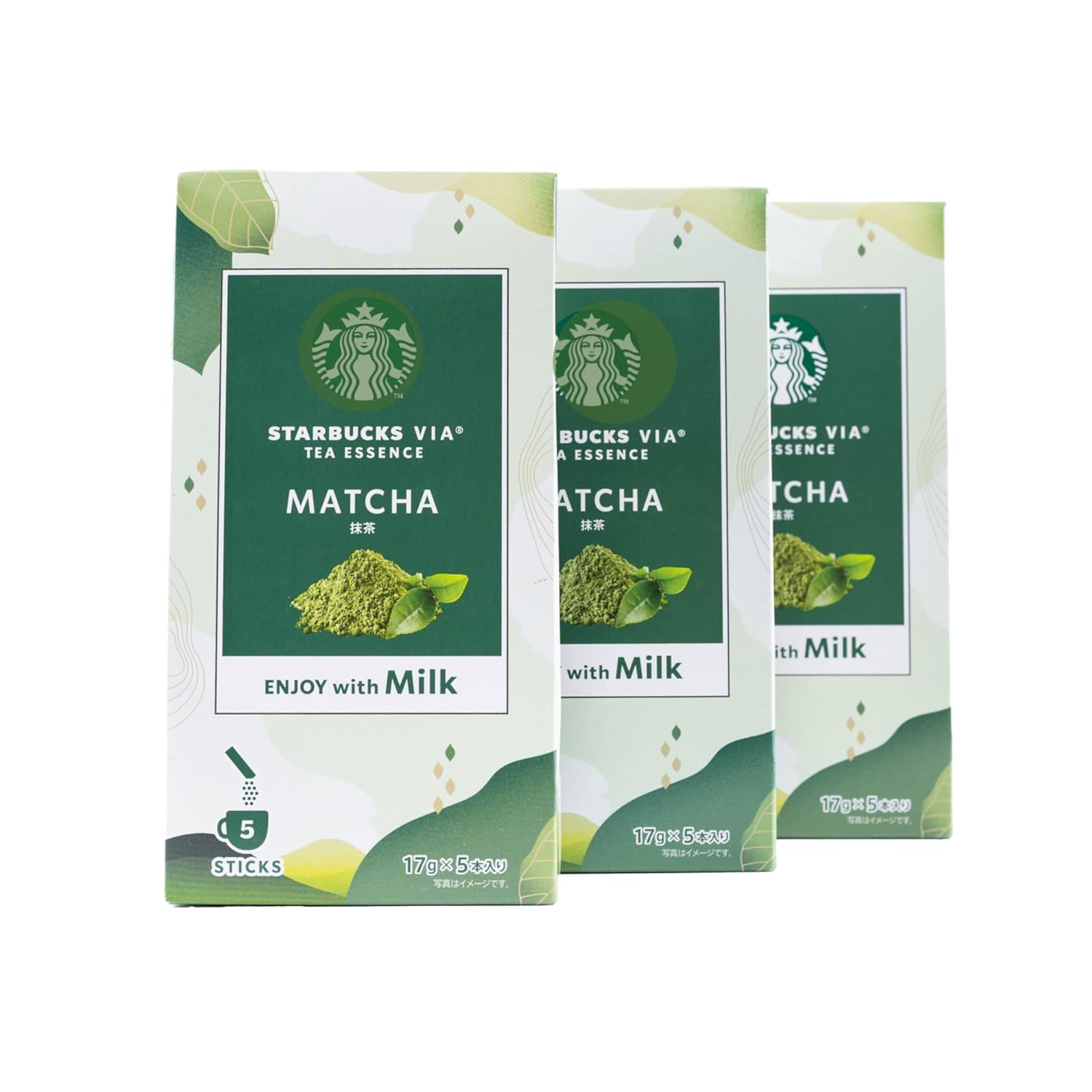 VIA Tea Essence Flavored Green Tea Powder - Japan Limited Edition, Premium Quality, Organic Matcha & Hojicha, Refreshing Everyday drink | 17g x 5 sticks x 3 packs (Matcha Green Tea Powder 3 Packs)