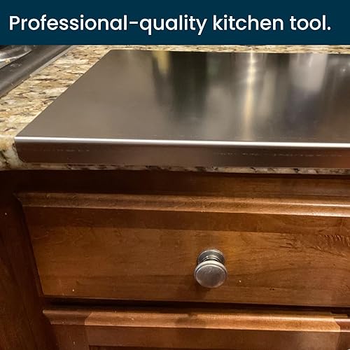 Miniatura 8 de Tabla de cortar de acero inoxidable para cocina, grado alimenticio 304, adecuada para carne, frutas, verduras y pan, tablas de cortar de gran tamaño