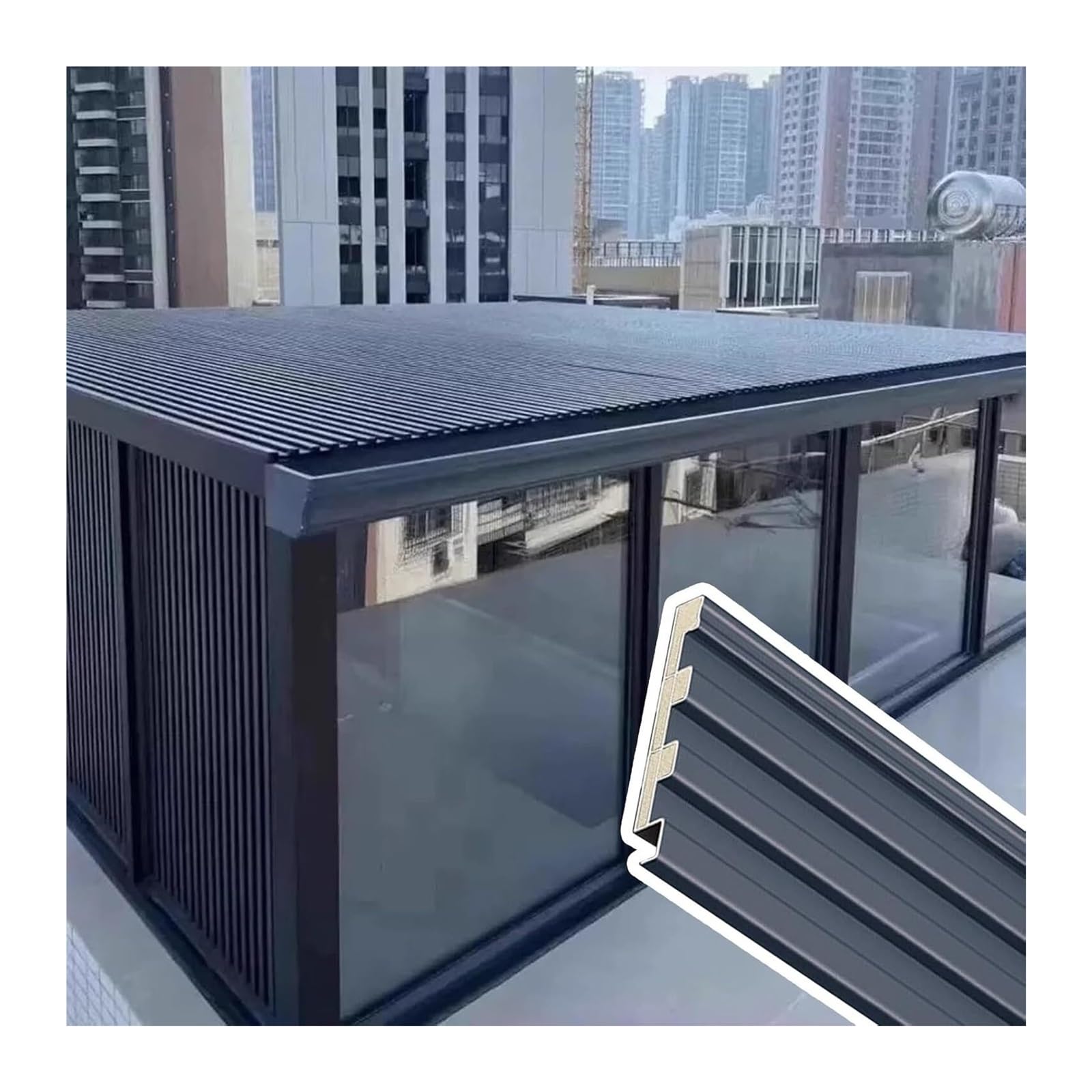 Btyqkzvpm 1Pc Aluminum Roofing Panels, Insulated Aluminum Corrugated Roofing Panels, 0.8-1.5M, Heat Insulating, Easy Cut For Patio(,1.3M/4.3Ft)