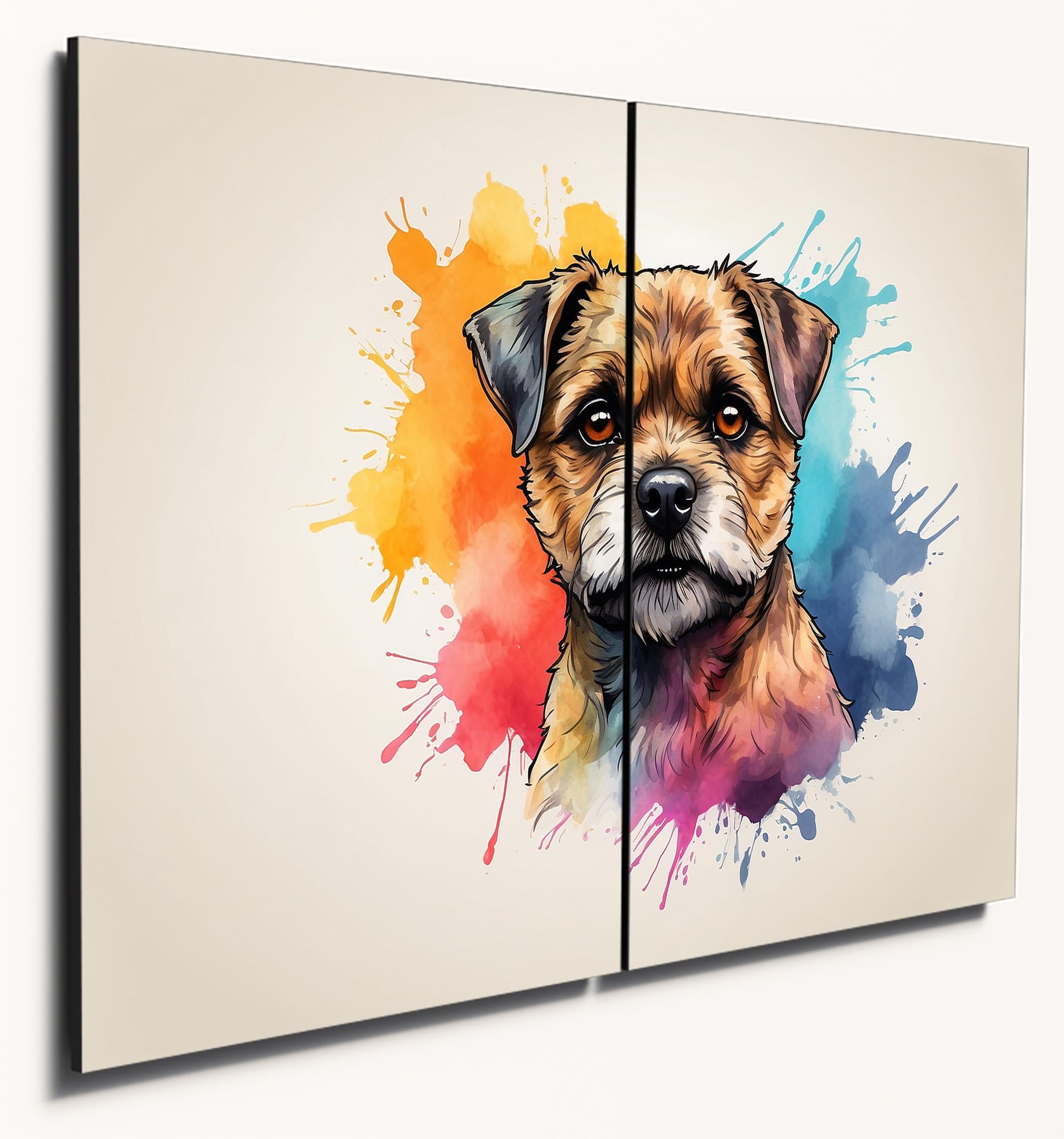 The Plum Penguin Border Terrier Watercolor Wooden Wall Art – A4 Dual MDF Home Decor