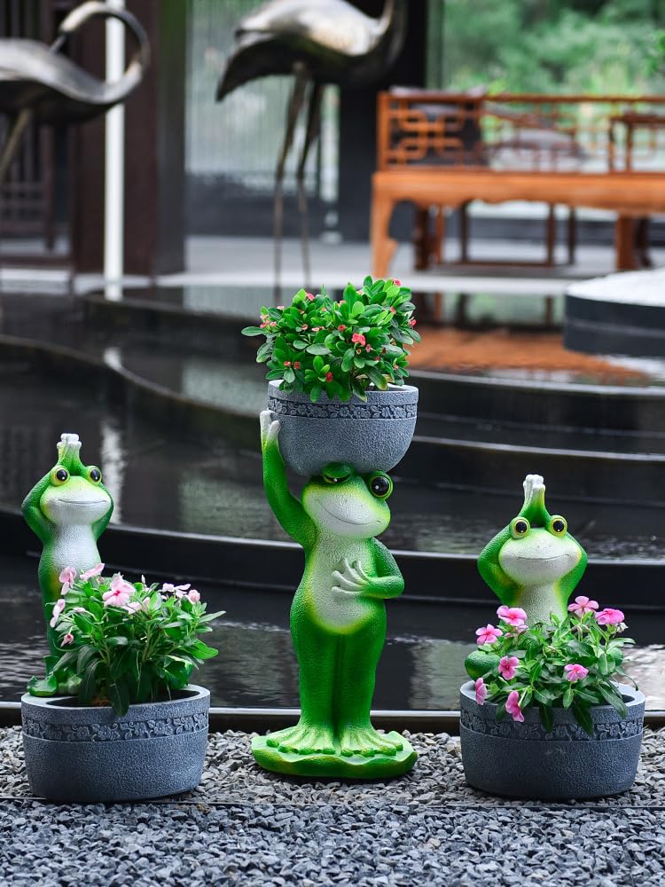 Amazon.co.jp: ガーデンオーナメント 蛙の置物 カエル かえる 鉢