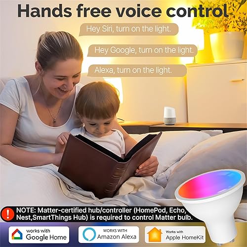 Miniatura 3 de MOES Matter Smart GU10 - Bombillas LED LED que cambian de color, bombillas inteligentes WiFi que cambian de color, 2700K-6500K CW y RGB regulables,