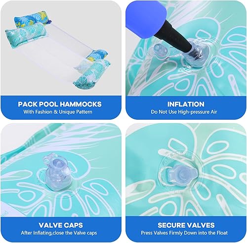 Miniatura 4 de Flotadores inflables de piscina para adultos, paquete de 5 flotadores multiusos para piscina, hamaca de agua, silla flotante de piscina, balsa de