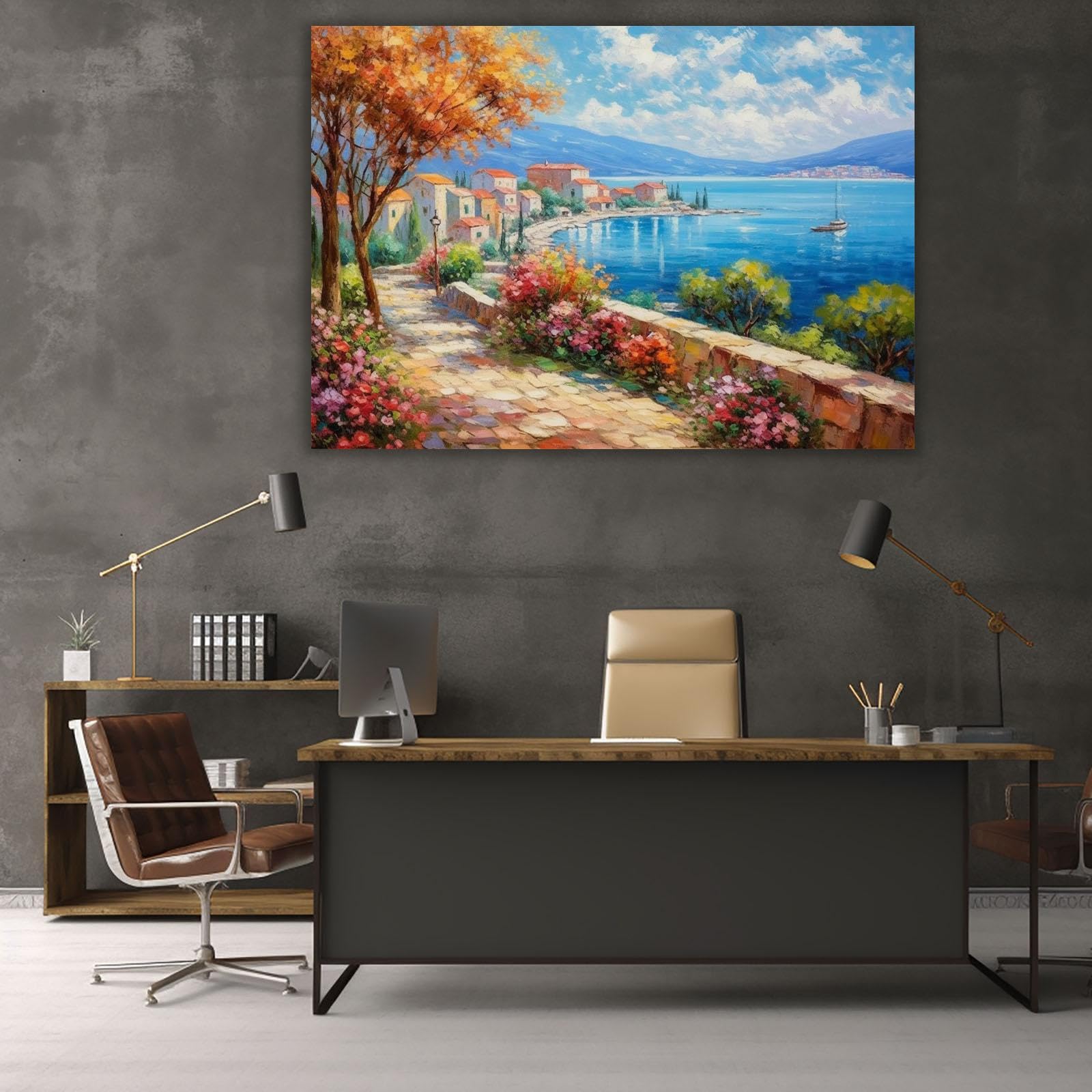 SHYAMIC Rosa Lienzo Cuadros Infantiles Para Habitacion NiñA, Paisaje otoñal en la costa Cuadros Lienzos Salón Dormitorio Comedor Decorativos -70x110cm Sin marco