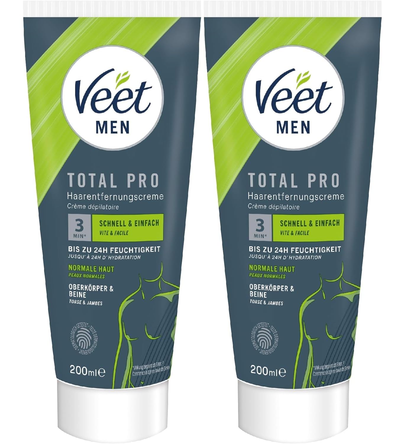 Veet For Men Crema Depilatoria Silk E Fresh Technology Pelli Normali 200 Ml (confezione da 2)