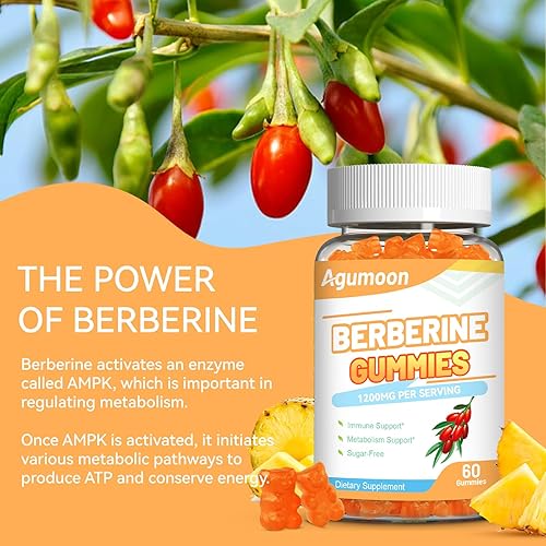 Miniatura 3 de Gomitas de berberina de 1200 mg, suplemento de berberina de alta potencia con canela de Ceilán para el sistema inmunológico y el metabolismo, sin