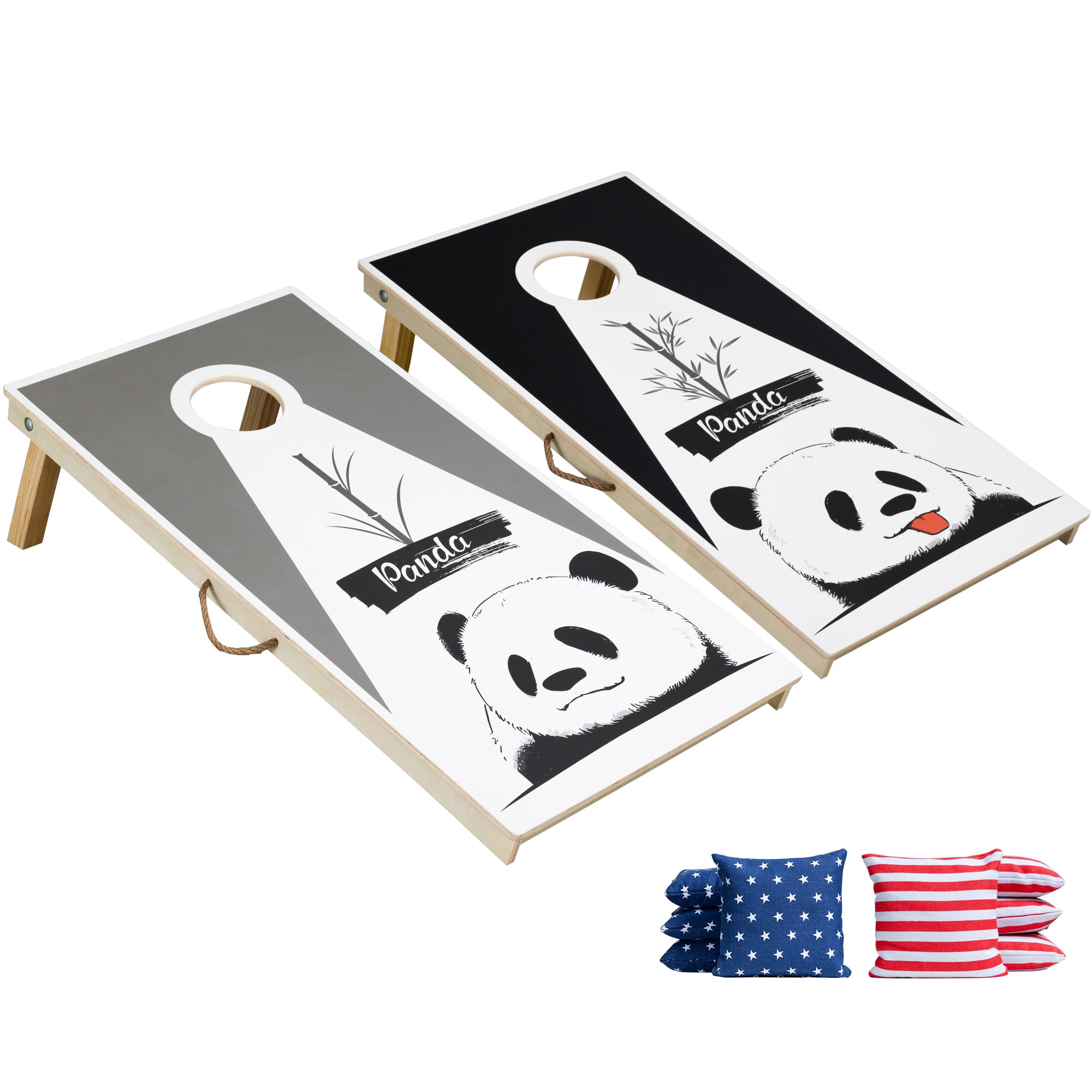 Corn Hole Boards Set Regulation Size Wood 4 x 2, Professional Cornhole Board Set with 8 Bean Bags, Indoor Outdoor weaterproof Cornhole Games for Adults and Family