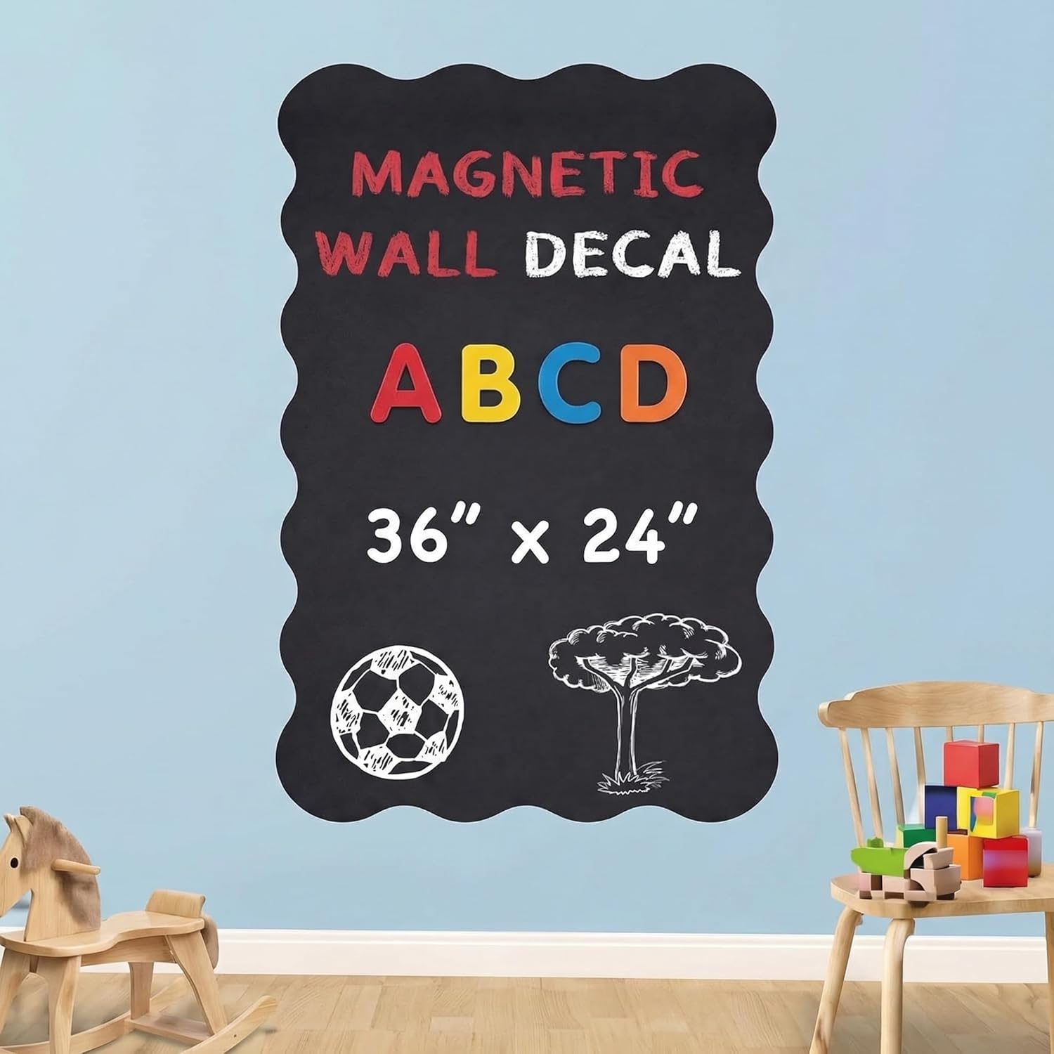 Tenceur Magnetic Chalkboard Contact Paper with Adhesive Back, 36 Inch x 24 Inch Magnetic Blackboard Film for Walls, Tearable Wall Sticker, Suitable for Home, Office, Game Room, Classroom, Black