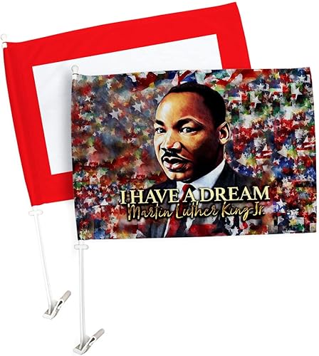 Martin Luther King - Paquete de banderas de coche con estrellas azules para decoración de ventanas accesorios de poste de clip bandera de junio para
