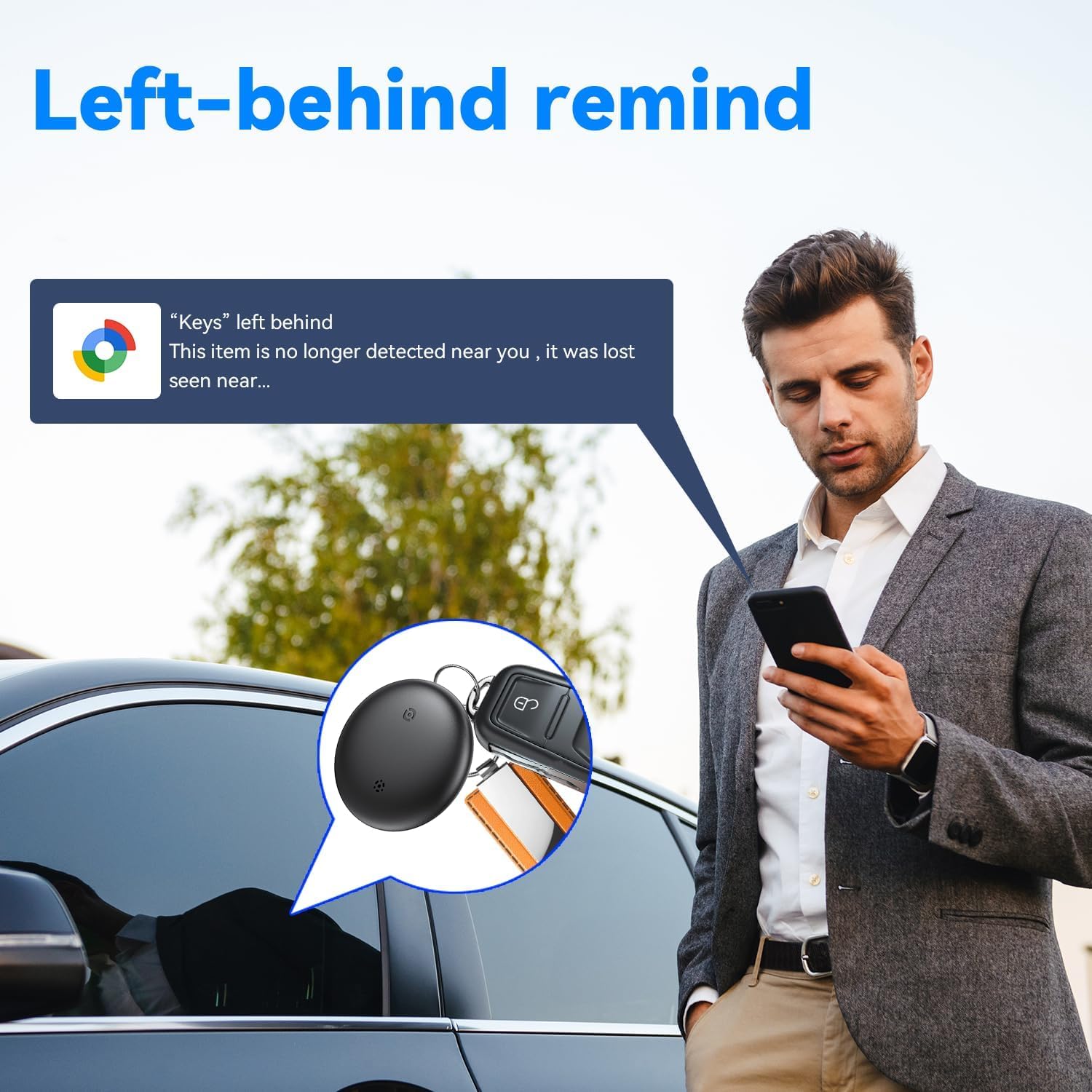Smart Tracker Tag Android, Bluetooth Localizzatore Chiavi GPS Tracker (Solo Android) Funziona con Google Dov'è App Trova Oggetti Compatibile con Trova Dispositivo (Bianco+nero, 2 pack)
