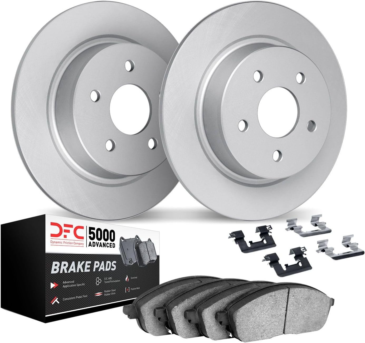 Dynamic Friction Company Rear Brake Kit fit 2024-2025 Hyundai Santa Cruz, Santa Fe, Kia Carnival, Kia Sorento| Geospec Disc Brake Rotors with 5000 Advanced Brake Pads