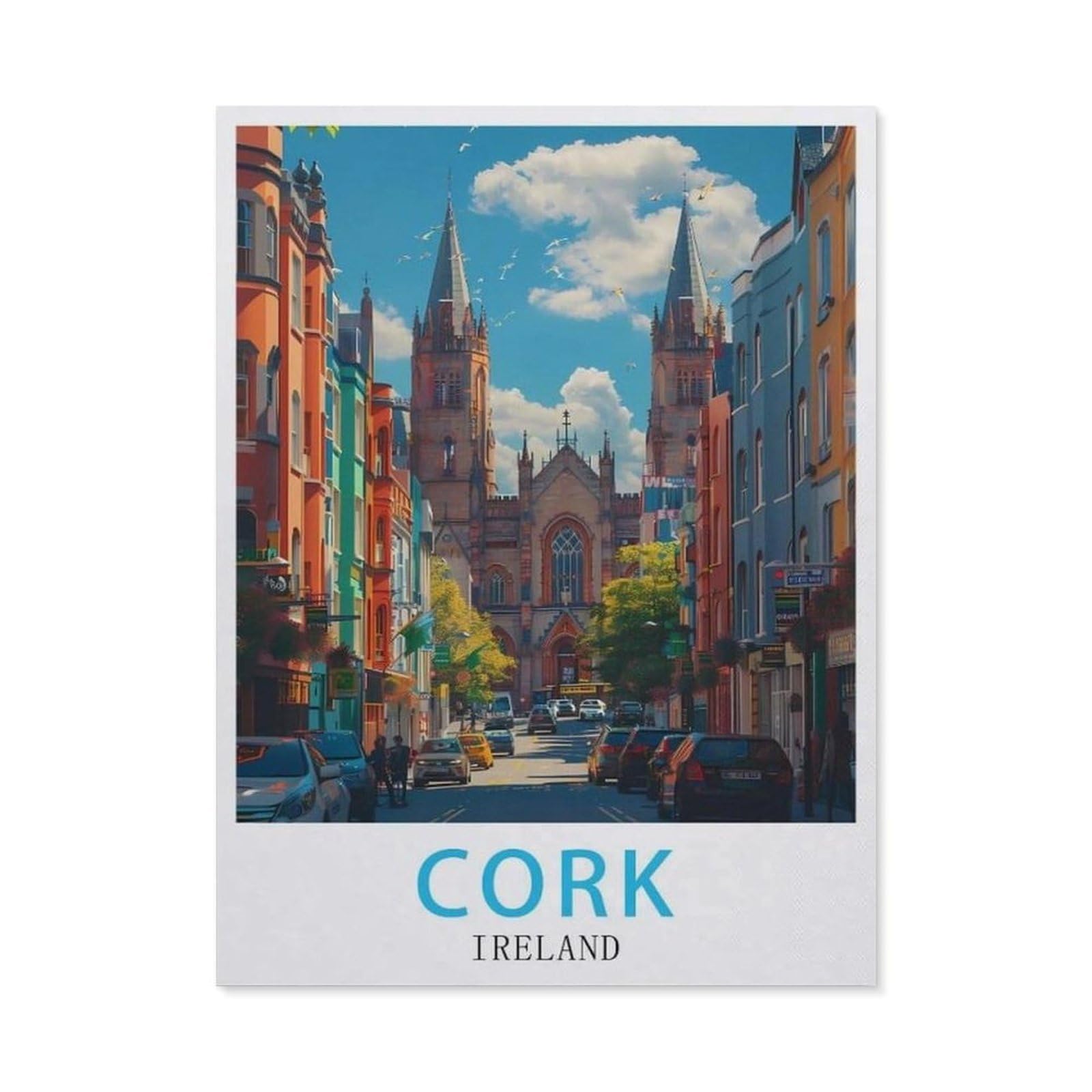 Ireland Cork vintage travel poster，Jigsaws Puzzles 1000 Pieces Classic Jigsaws Educational Games Toys，Best Gift for Adults and Kids（50x70cm）-AZ88