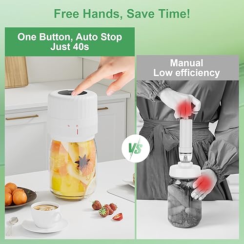 Miniatura 2 de VP06+ - Sellador al vacío para tarros de masón, sellador al vacío eléctrico para tarros con tapas Mason de boca ancha y regular, sellador de vacío