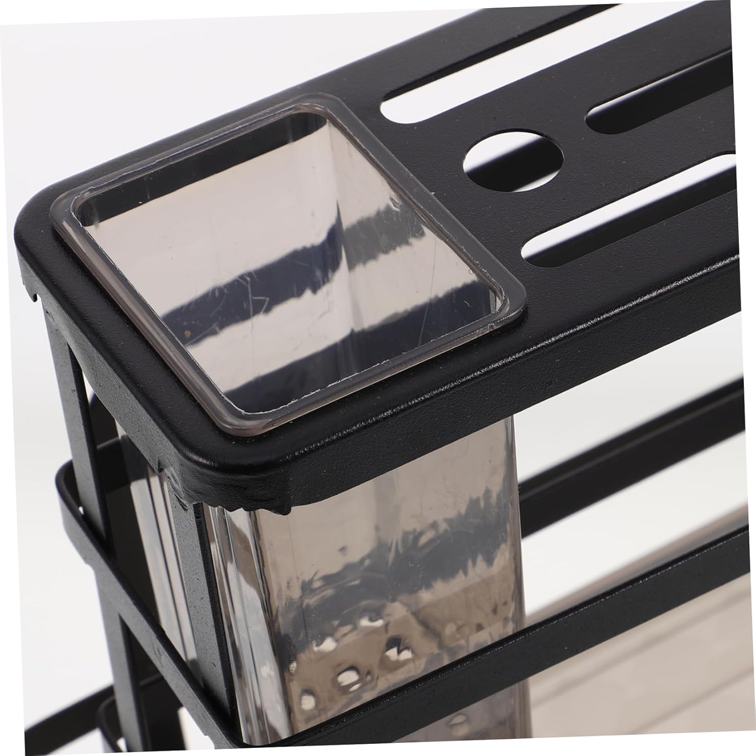 OUNONA Kitchen Sink Organizer with Removable Drain Tray Multifunctional Carbon Steel Knife Holder Space-saving Sponge and Utensil Rack for Kitchen Countertop Black