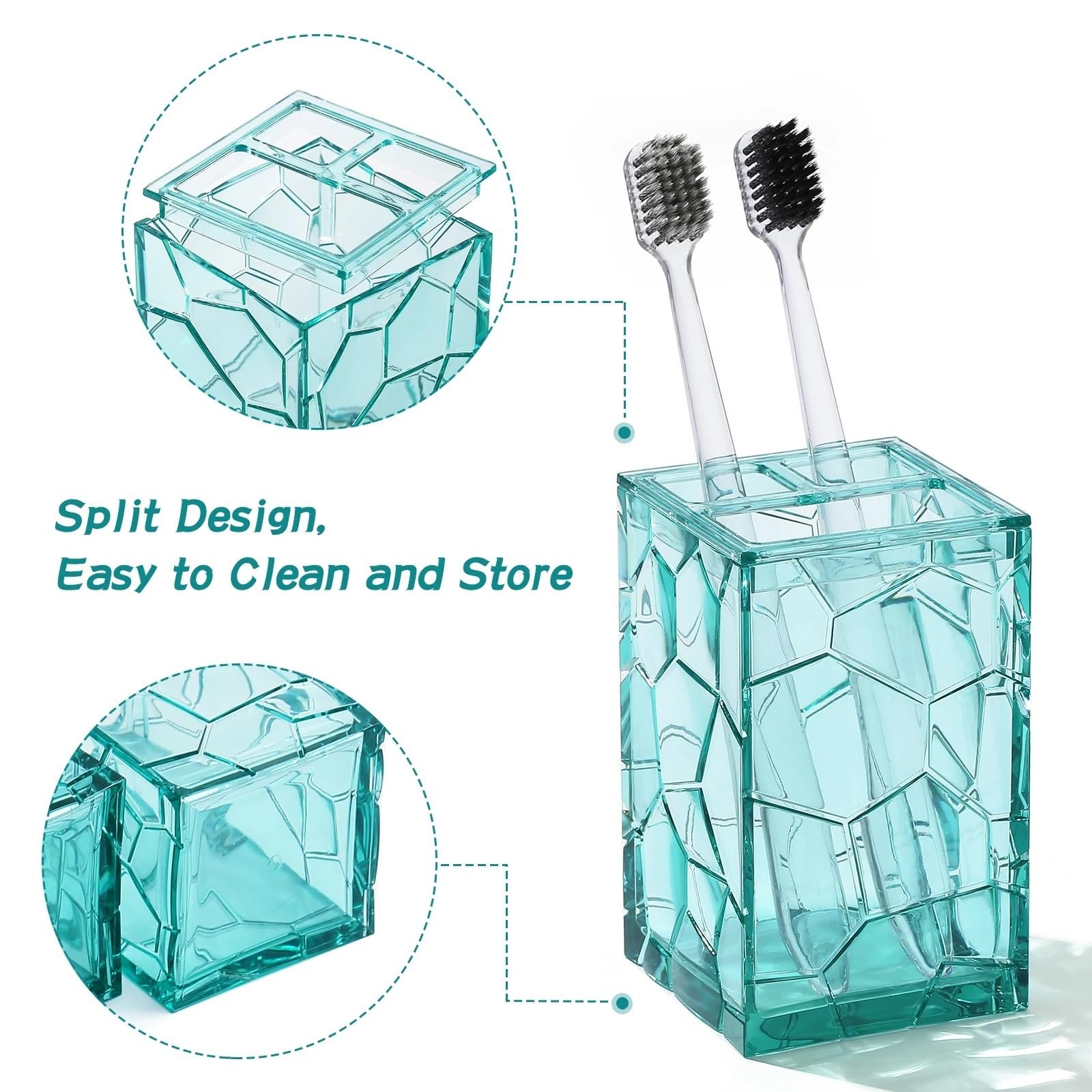 Set di Accessori per Il Bagno Set di Accessori da Bagno Set di Accessori da Bagno da 5 Pezzi dal Design Trasparente antiruggine(Green)