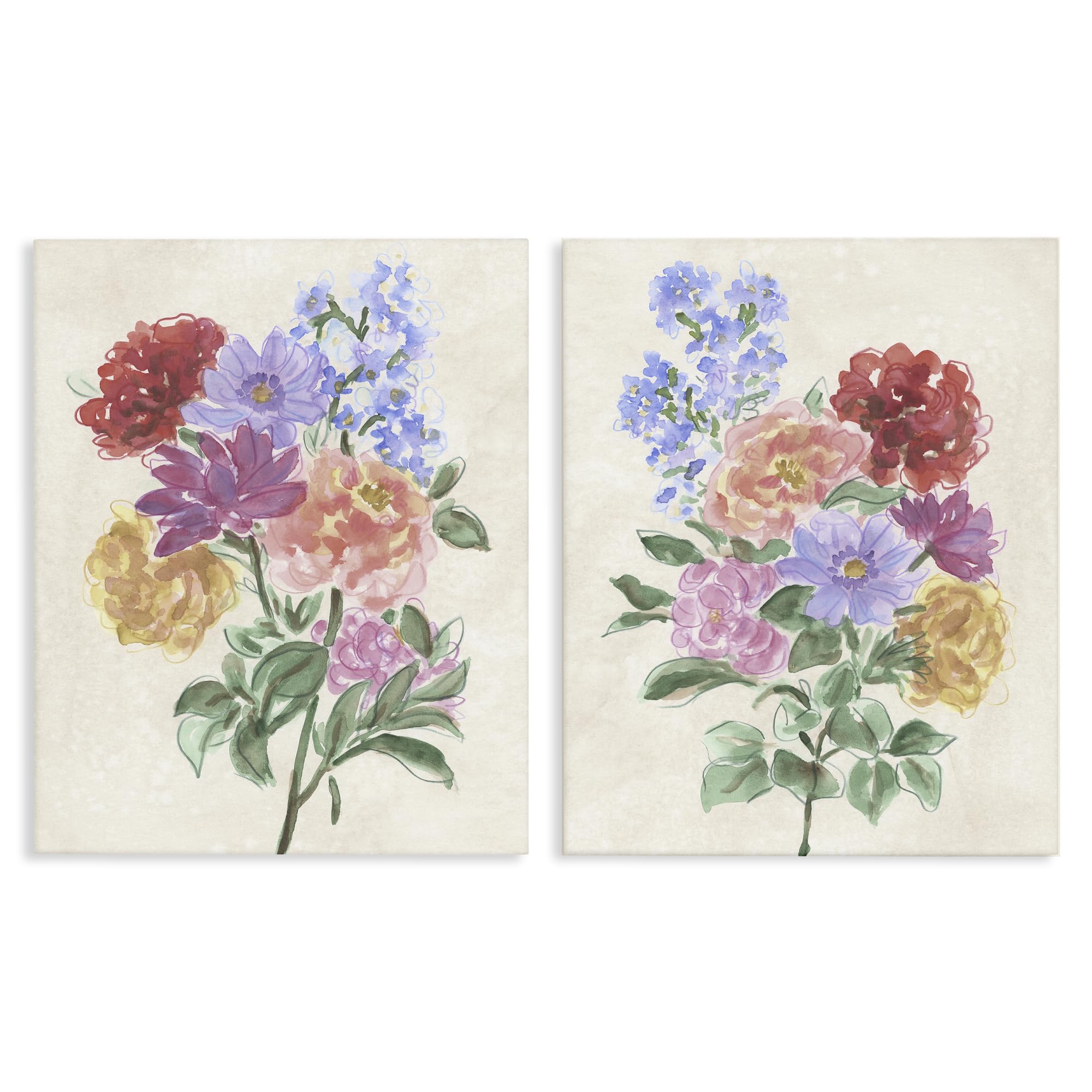 Stupell Industries Spring Blooms Bouquet 'Spring Blooms On Parchment'| 2Pc Canvas Art Set 2