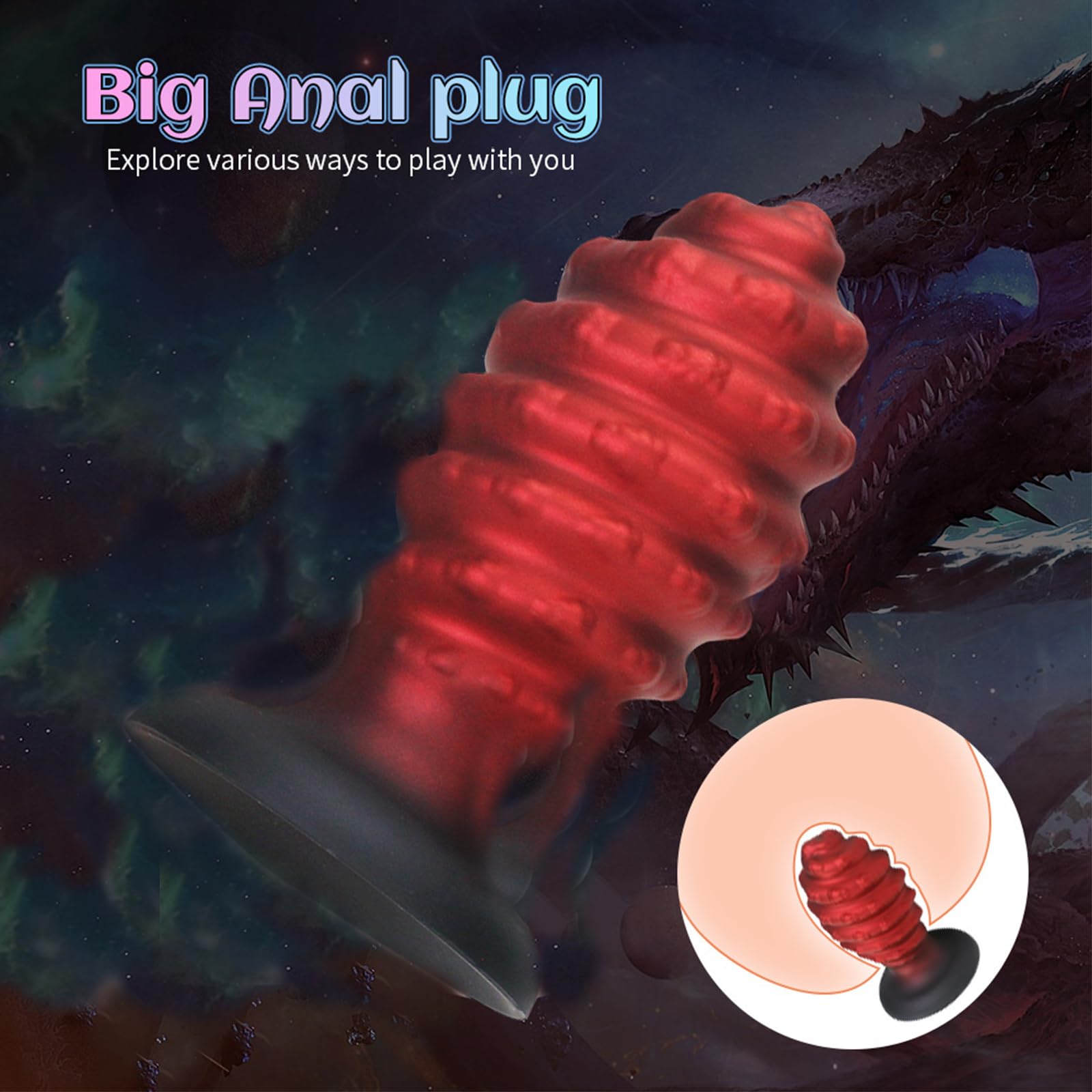 AMAZBEE Monster Dildo Spine anali in silicone per l'allenamento anale Spine vaginali per le donne Gigante Butt Plugs con potente ventosa Massaggio Prostata (XXL)