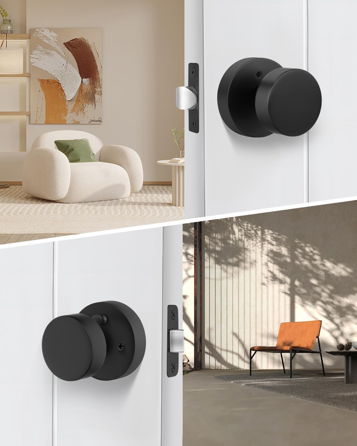 Goldenwarm Matte Black Door Knobs - 6 Pack -9