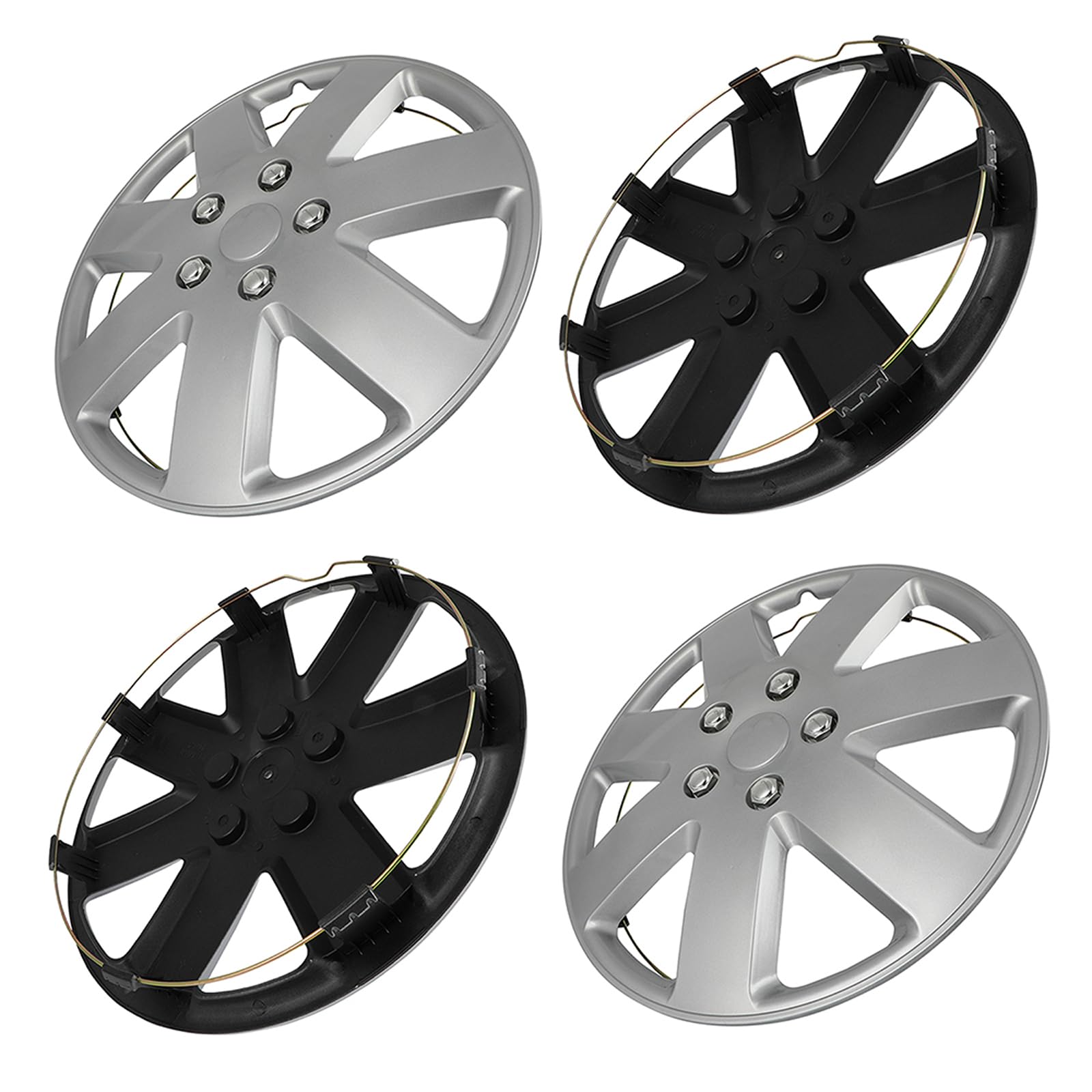 Universal 16" Hubcaps Exterior Accessories for Car Silver - Set of 4 - Fits Most Cars