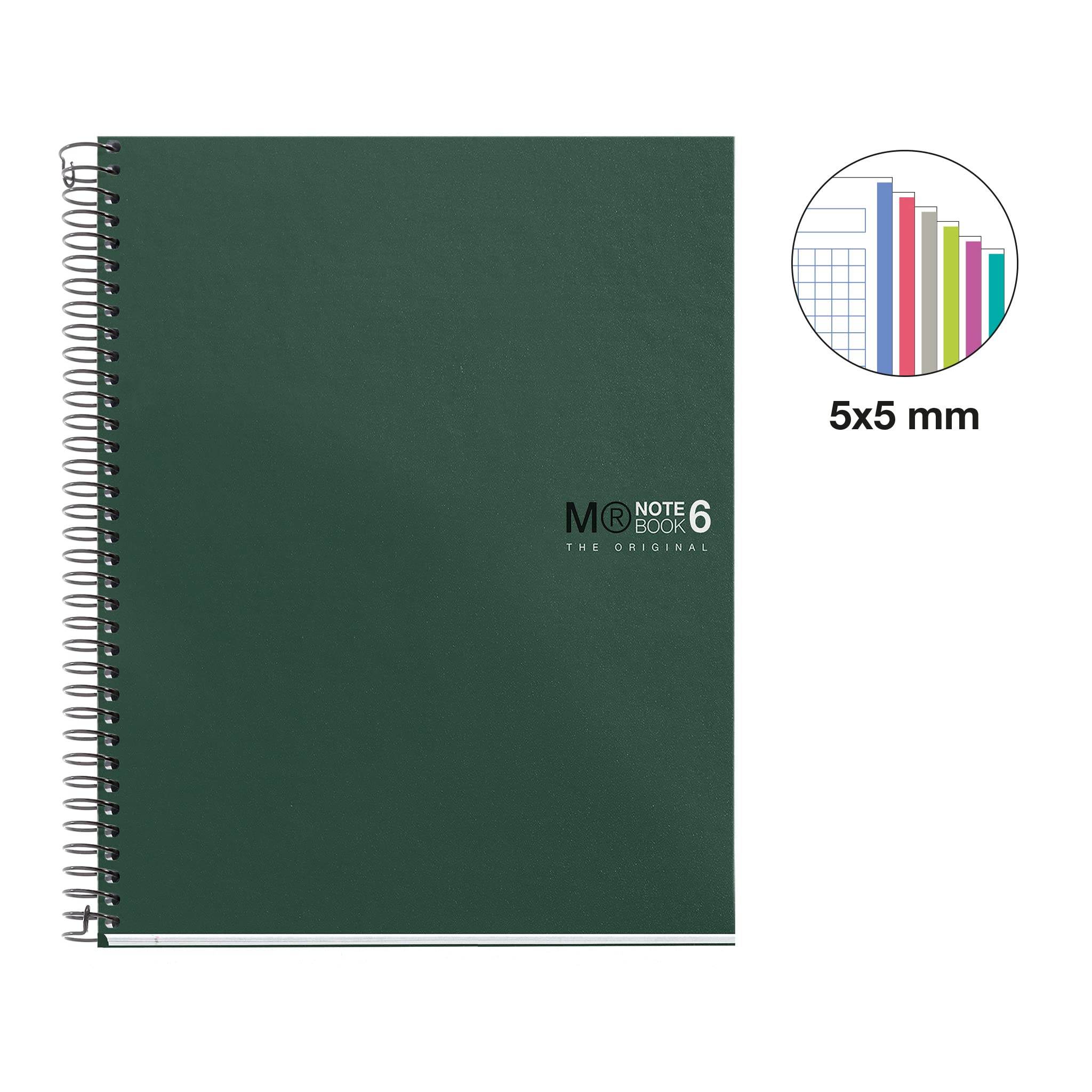 Miquelrius, The Original Notebook, 6 Stripes of Colours, A5, 150 Sheets of 5 mm, 70 g Micro-Perforated Paper, 2 Drills - Image 2