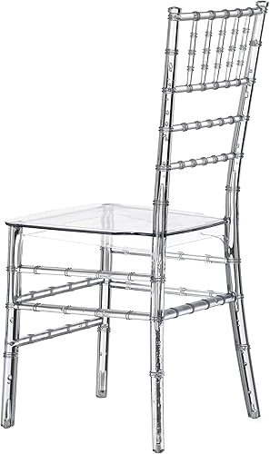 Miniatura 7 de Fabulaxe Silla de comedor moderna apilable Chiavari, Silla de fiesta transparente, Silla de acrílico de cristal para eventos y bodas, individual
