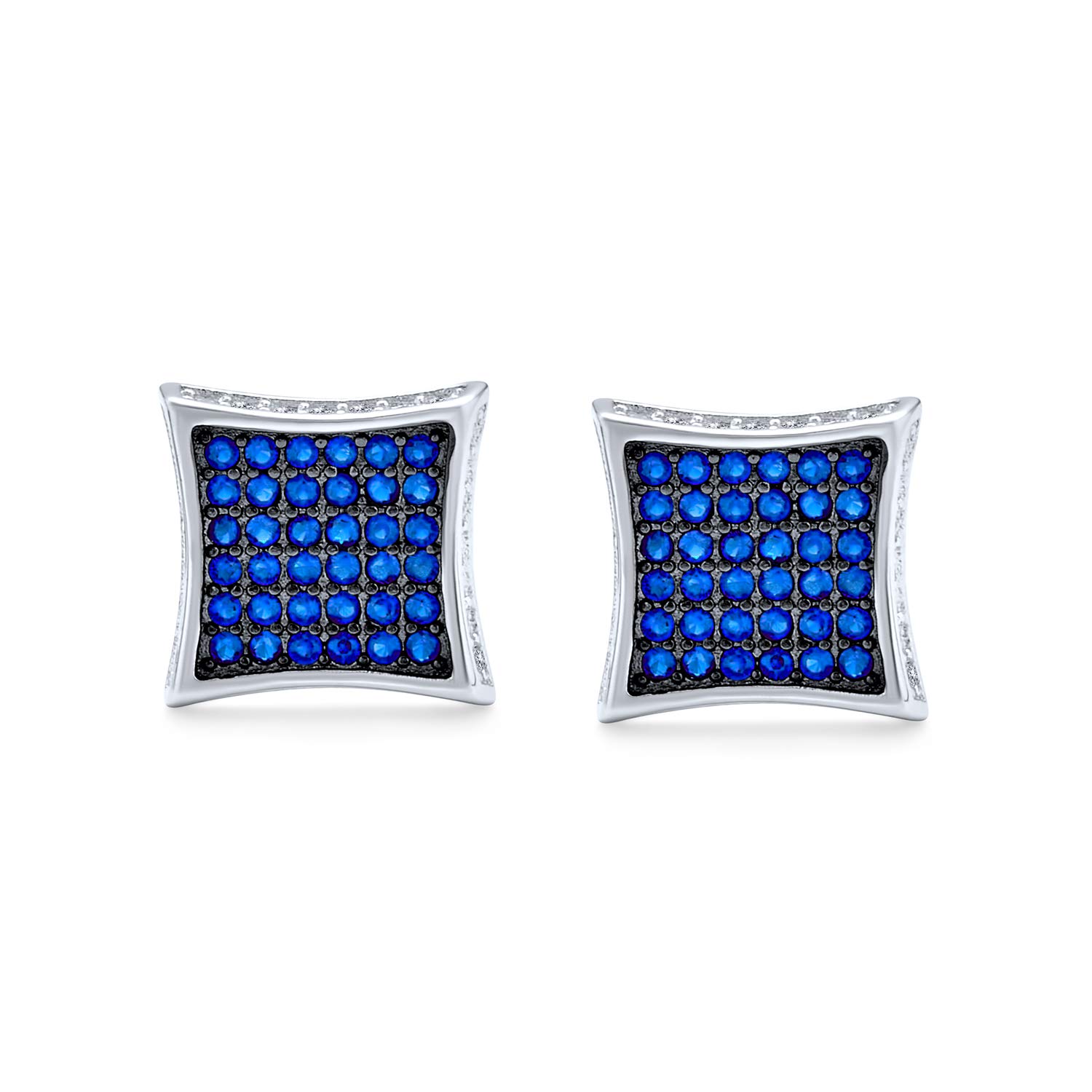 Pendientes de Estilo Geométrico Unisex para Hombre con Forma Cuadrada de Circonita Cúbica Micro Pavé CZ en Forma de Cometa para Hombre, Chapado en Oro Amarillo, Plata de Ley .925, 5 7 9 11 12 MM