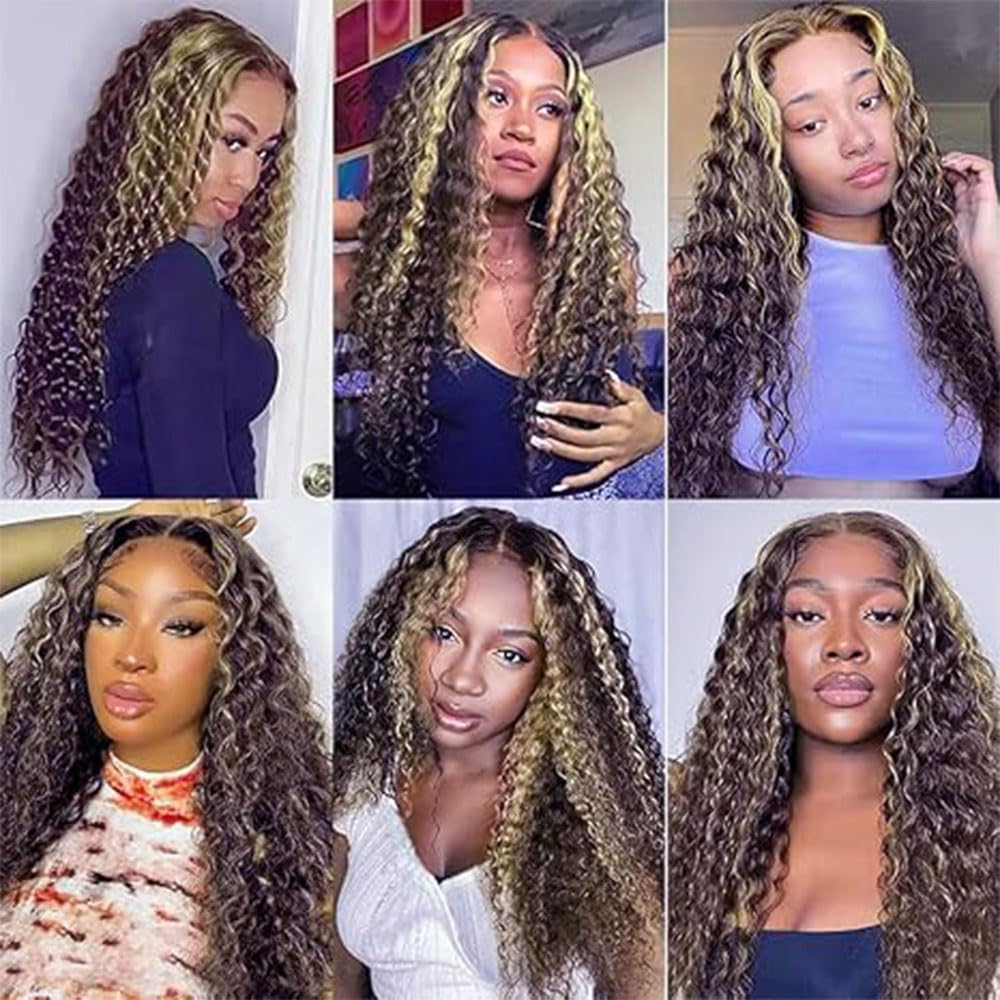 P1B27 Highlight Blonde Bundles Human Hair 16 18 20 Inch Deep Wave Blonde P1B/27 Human Hair Bundles Highlight Bundle Unprocessed Brazilian Virgin Hair Quick Weave Hair for Black Women