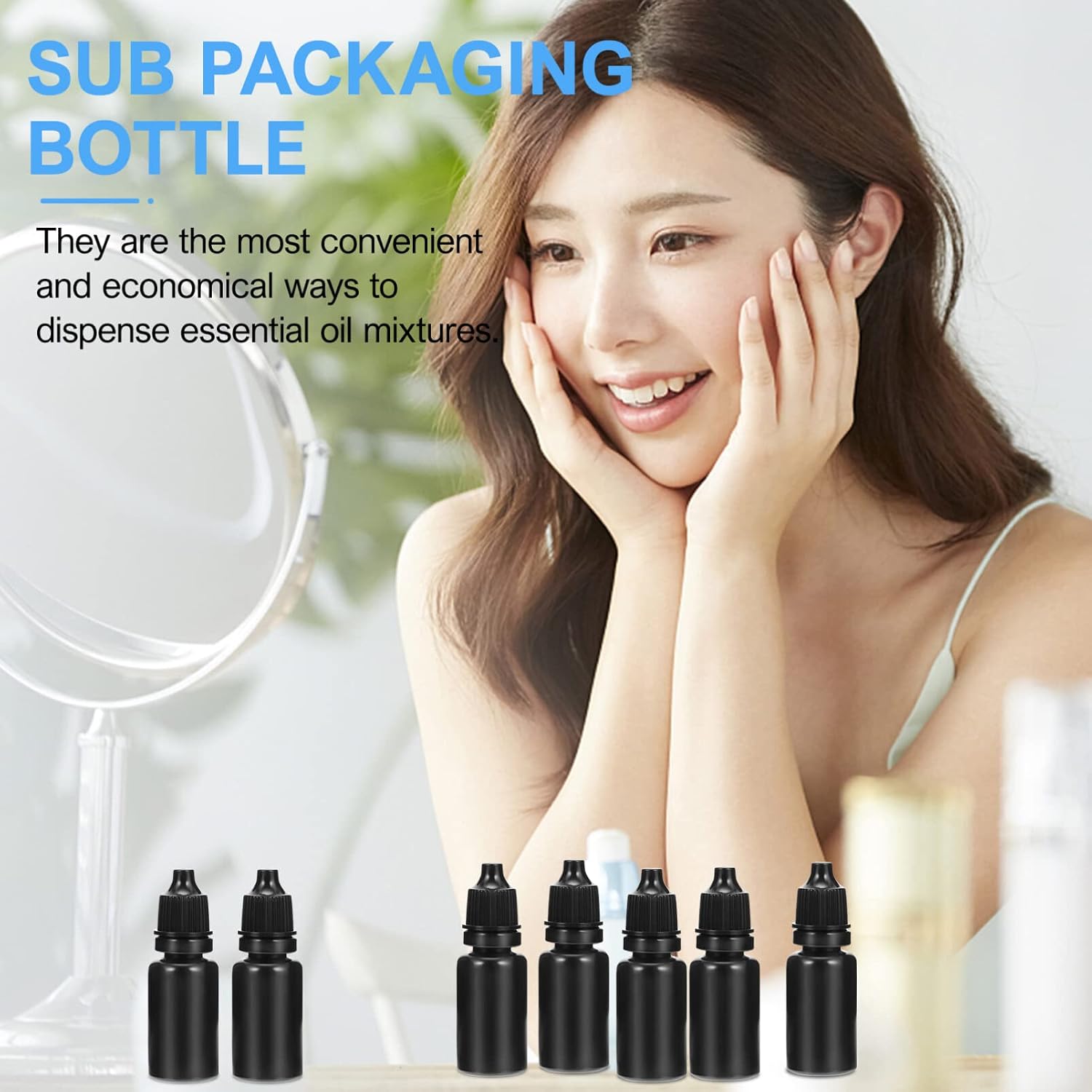 SOLUSTRE 50Pcs 10ml Squeezable Dropper Bottles Empty Essential Oil Squeeze Bottle Refillable Containers Eye Liquid Dropper Bottles with Caps