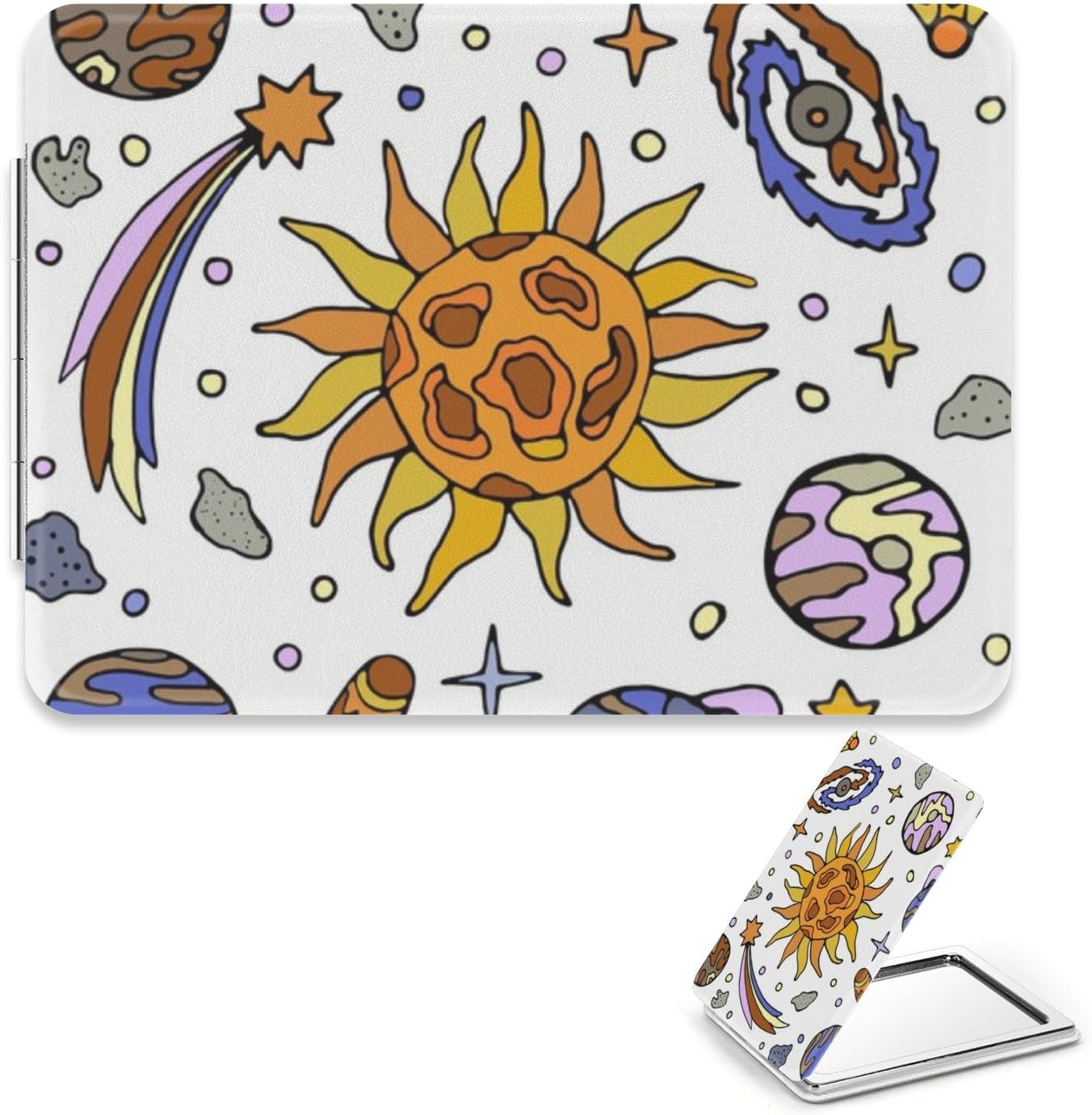 Shooting Stars Magnifying Mirror, 1X/2X Rectangular Small Mirror for Makeup, Pu Leather Portable Mini Travel Essentials Mirrors, Travel Minis Small Mirrors, Gadgets for Girls, Gifts Women
