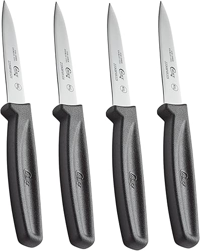 Miniatura 2 de Juego de 4 cuchillos de emparejamiento para pelar, mango negro, 3.25 pulgadas, borde liso, cuchillo de emparejamiento de borde recto, cuchillos de