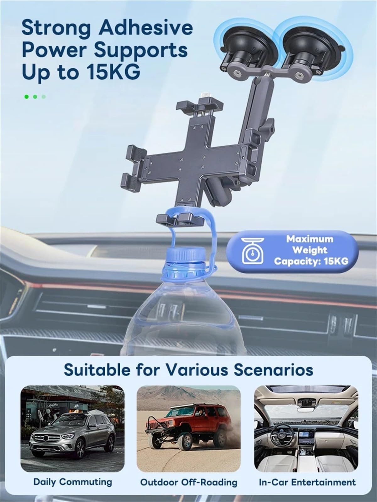 Soporte Movil Coche Supporto per Tablet per Auto Supporto a Ventosa con Supporti a Sfera da 1 Pollice per Tablet Supporti per Parabrezza di Veicoli Porta Smartphone